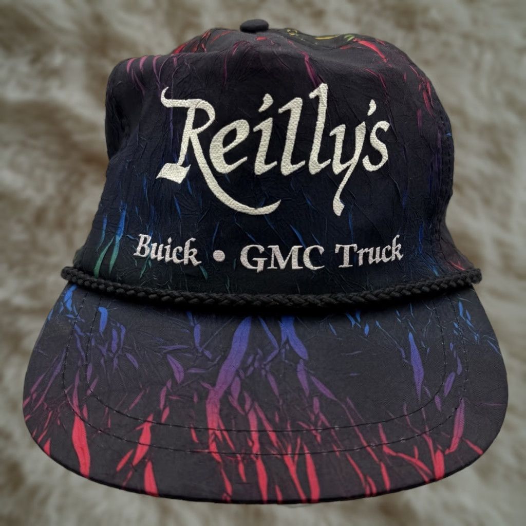Gloverall VINTAGE Reilly's Buick GMC Truck Hat Snapback Black All Over Graphics Rope Cap One Size KC 1980s Mens Size ONE SIZE - 1 Thumbnail