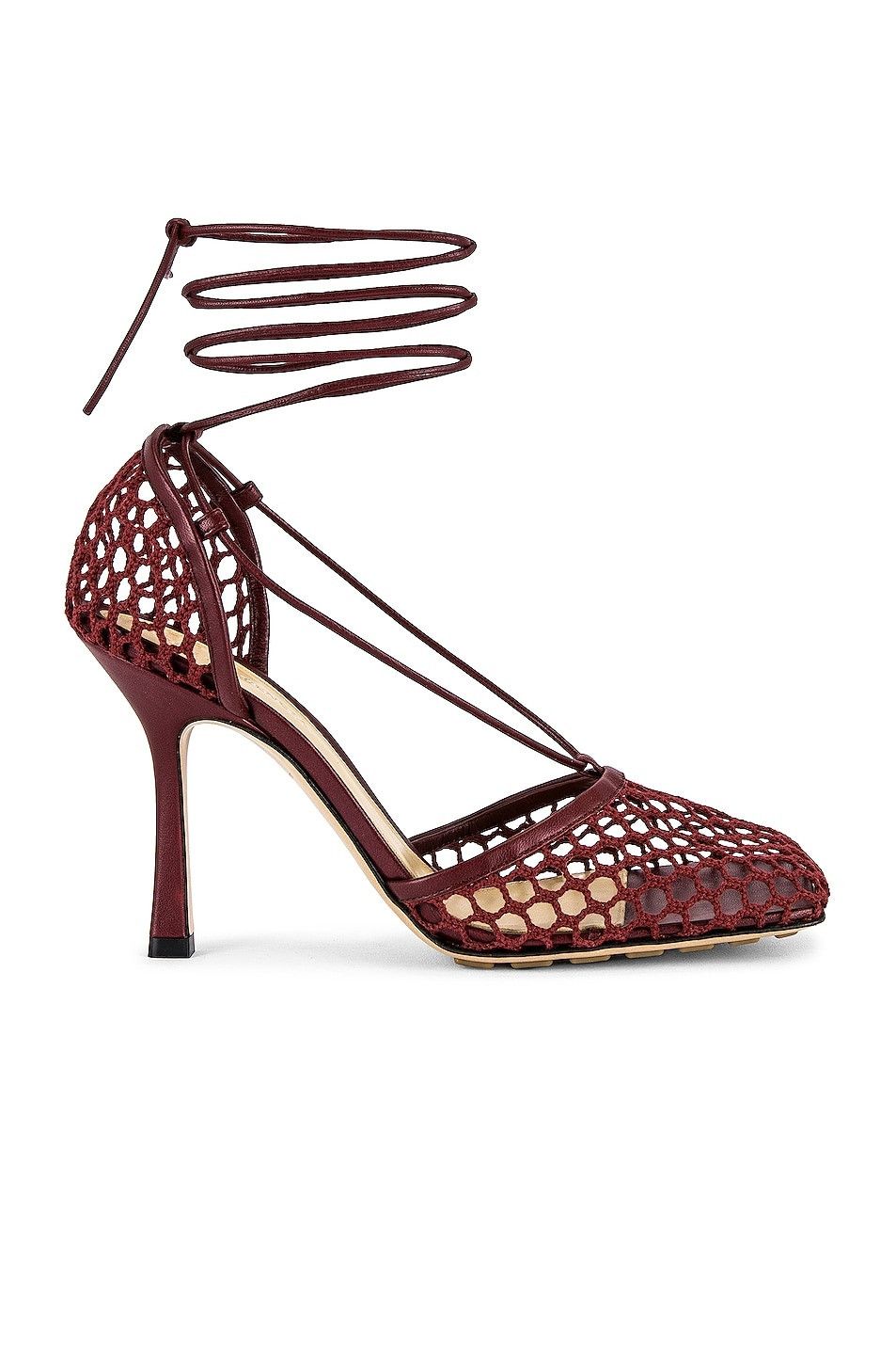 Bottega Veneta o1n1vont0924 Stretch Lace-Up Sandal in Burgundy Size US 8.5 / IT 38.5 - 1 Thumbnail