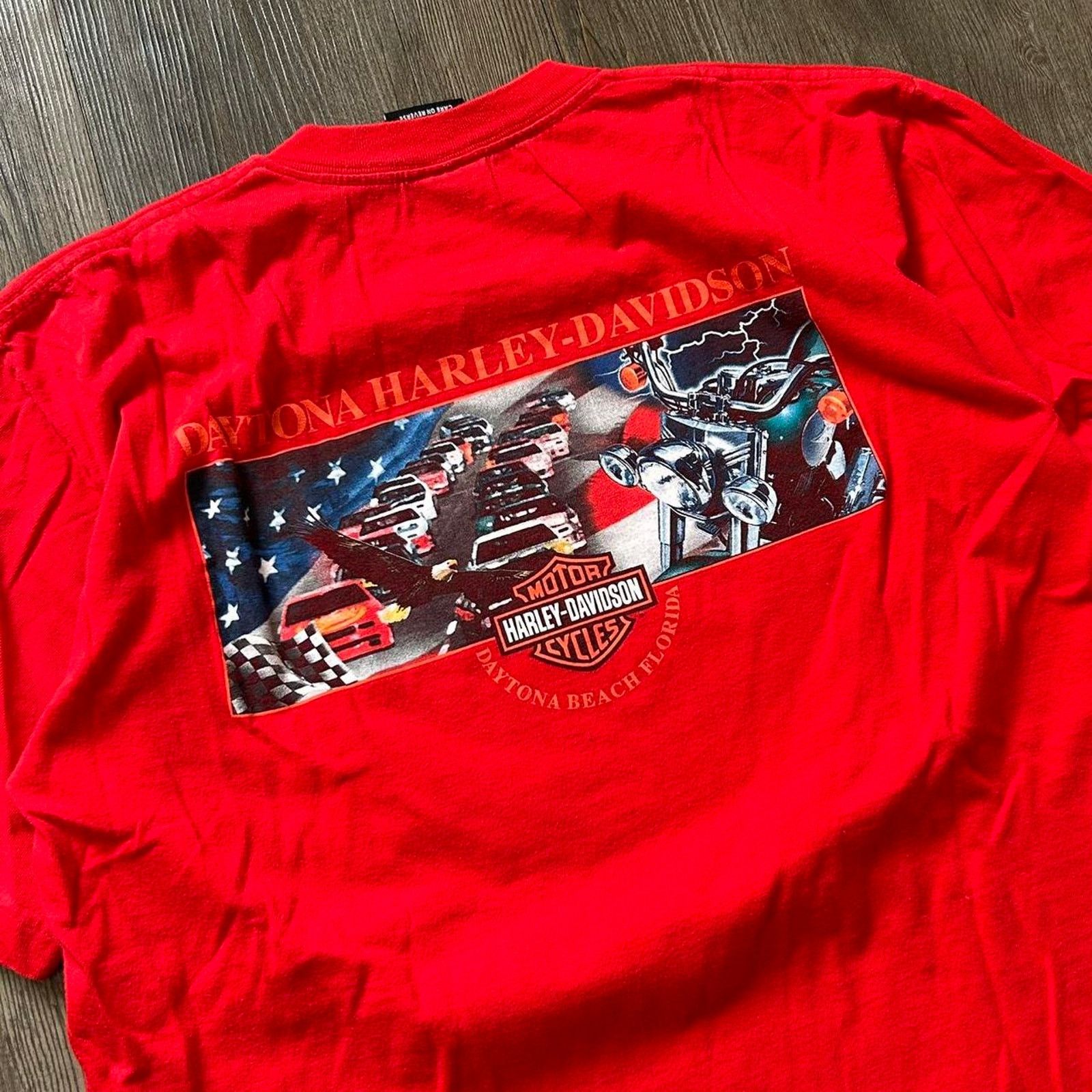 Harley Davidson Y2K Harley Davidson Chrome Logo Red Short Sleeve Tee. Sz L Size US L / EU 52-54 / 3 - 4 Thumbnail