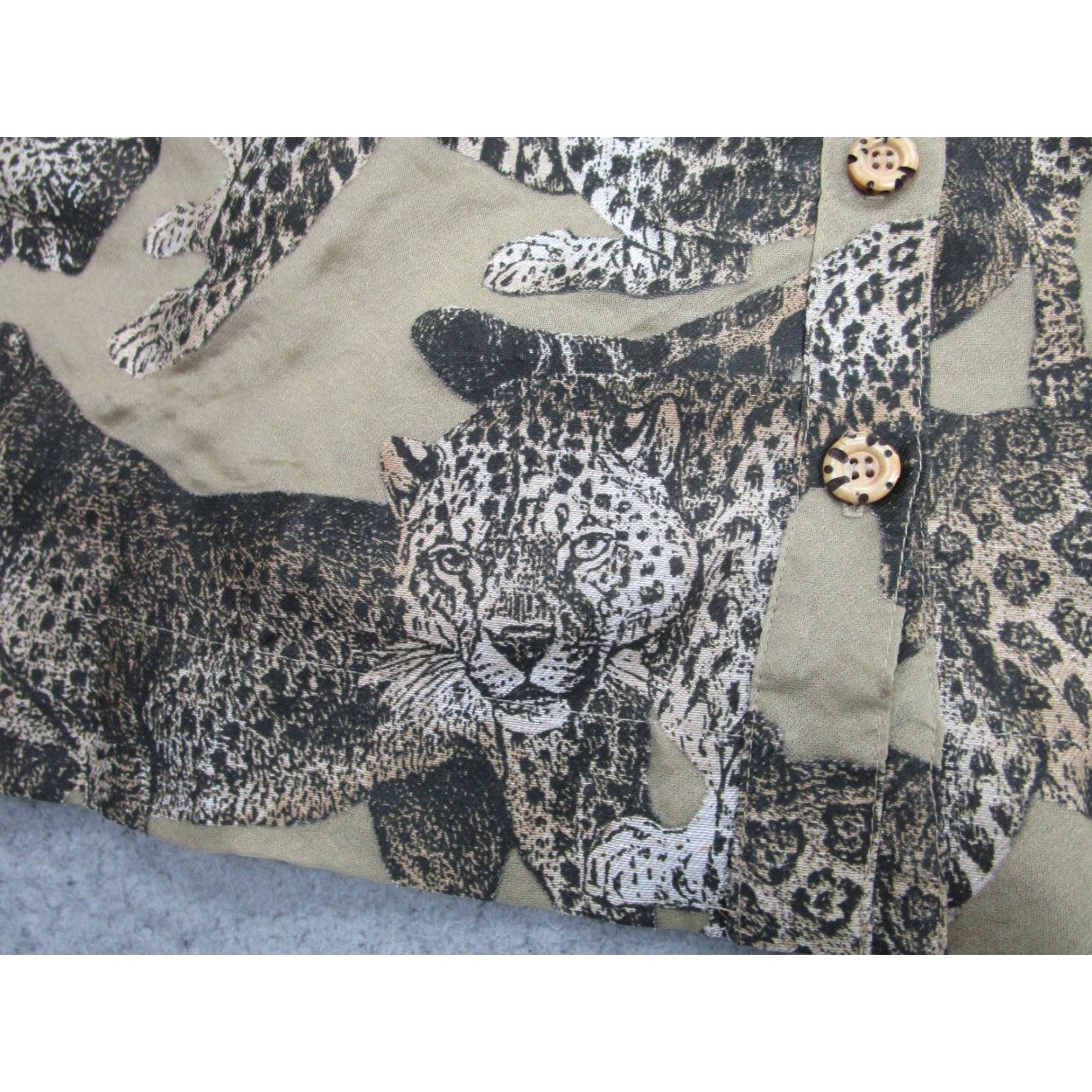 Vintage VINTAGE Dorothy Schoelen The Silver Connection Dress Shirt Dress Womens 12 Brown Leopard Animal Print Button Front Collared Short Sleeve 90s Size XL / US 12-14 / IT 48-50 - 4 Thumbnail