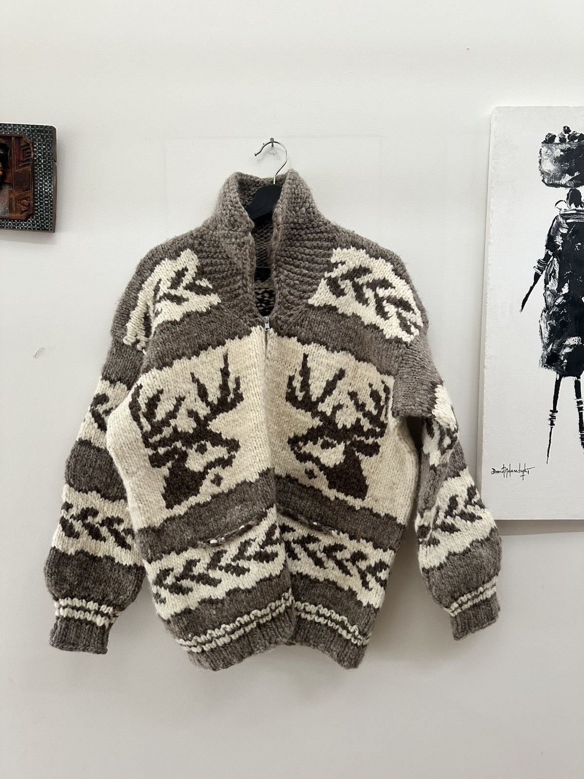Vintage Custom Handmade Knitted Jacket / Cardigan Size US L / EU 52-54 / 3 - 3 Thumbnail