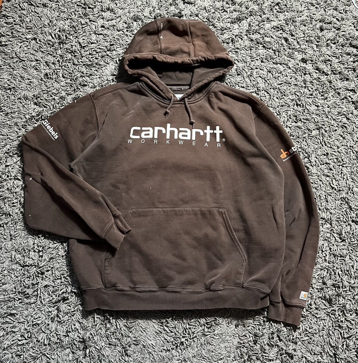 Y2K CARHARTT VINTAGE HEAVY COTTON DISTRESSED BROWN HOODIE