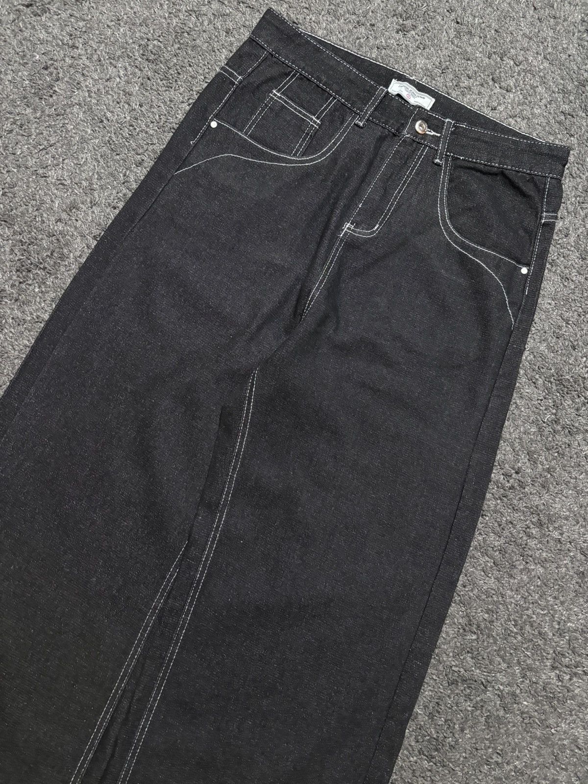 Jean × Vintage Vintage rare tribal medieval blazon sword black baggy jeans Size US 33 - 12 Thumbnail