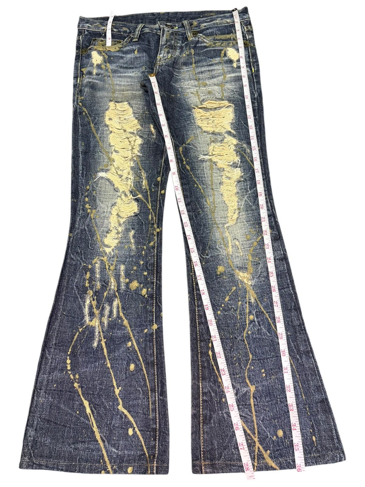If Six Was Nine Vintage Japanese Brand Distress Low Rise Flare Jeans Size 30" / US 8 / IT 44 - 7 Thumbnail
