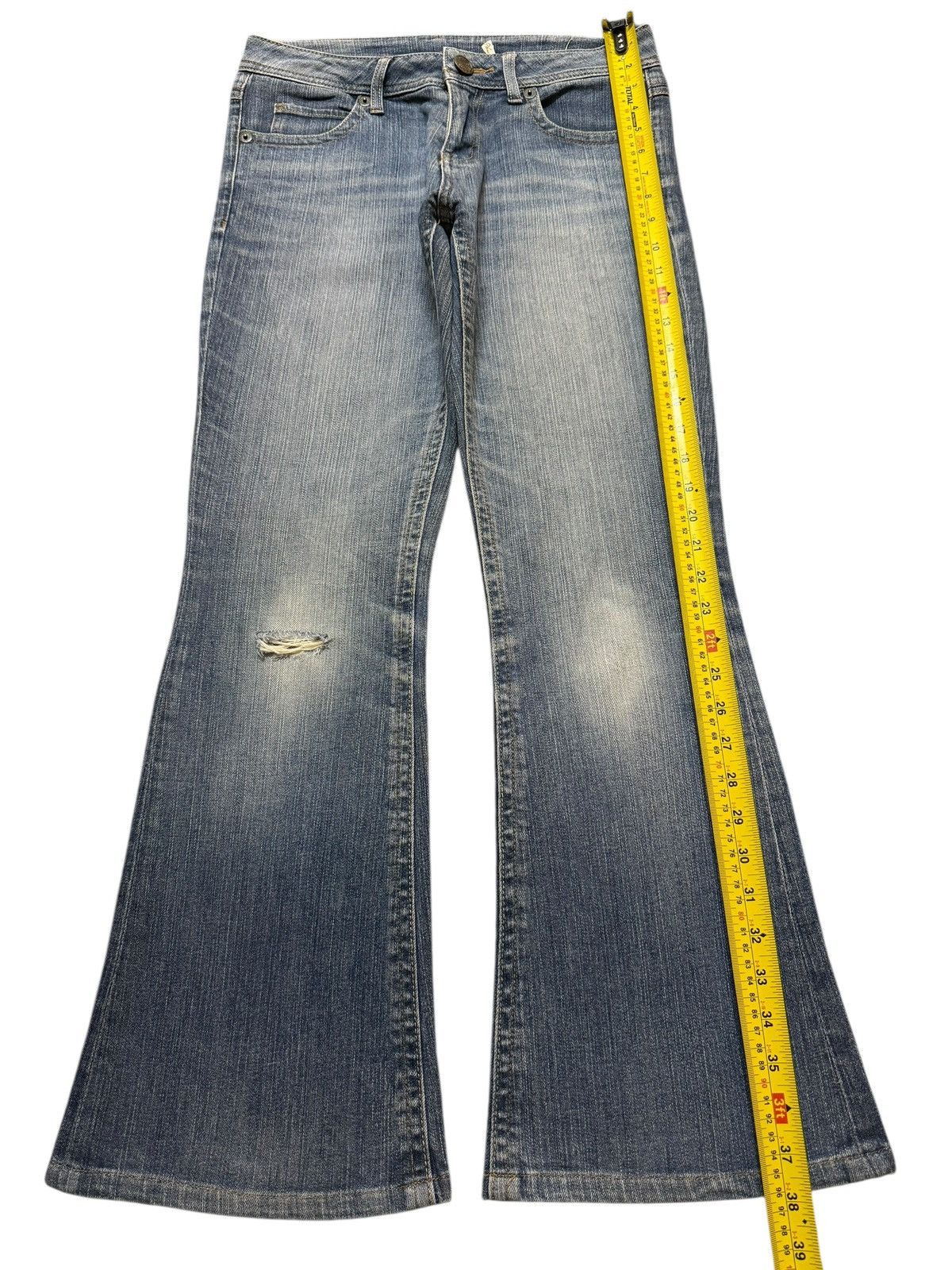 Hysteric Glamour Vintage Y2K Japanese Brand Blue Faded Whisker Wide Leg Flare Size US 30 / EU 46 - 9 Thumbnail