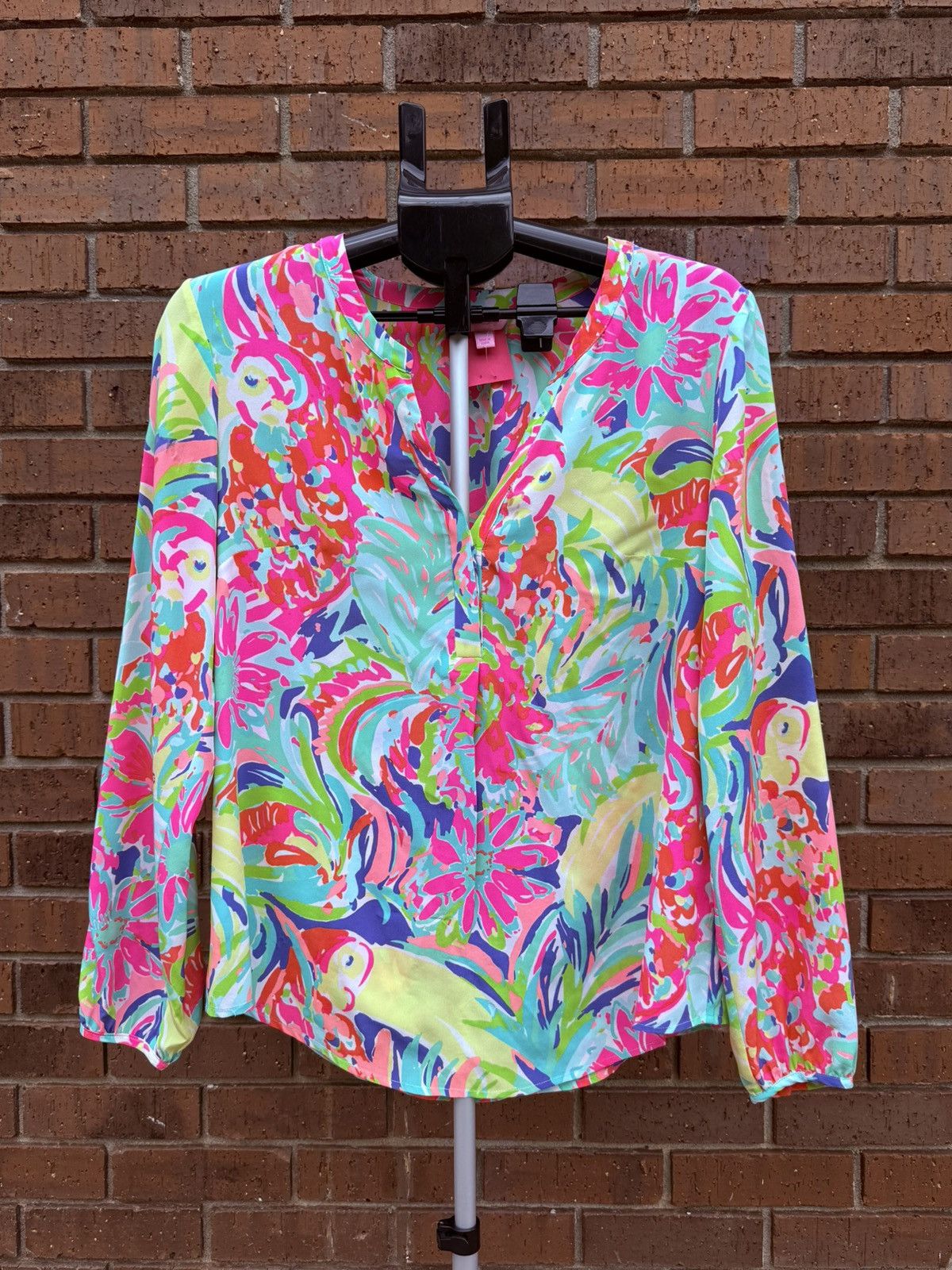 Lilly Pulitzer Lilly Pulitzer Stacey Silk Top Casa Banana Colorful Blouse Size M / US 6-8 / IT 42-44 - 2 Thumbnail