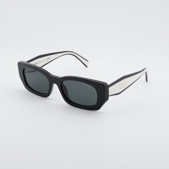 Prada Prada PRB05S 09Q08Z Sunglasses Black Rectangle Frame Size ONE SIZE - 3 Thumbnail