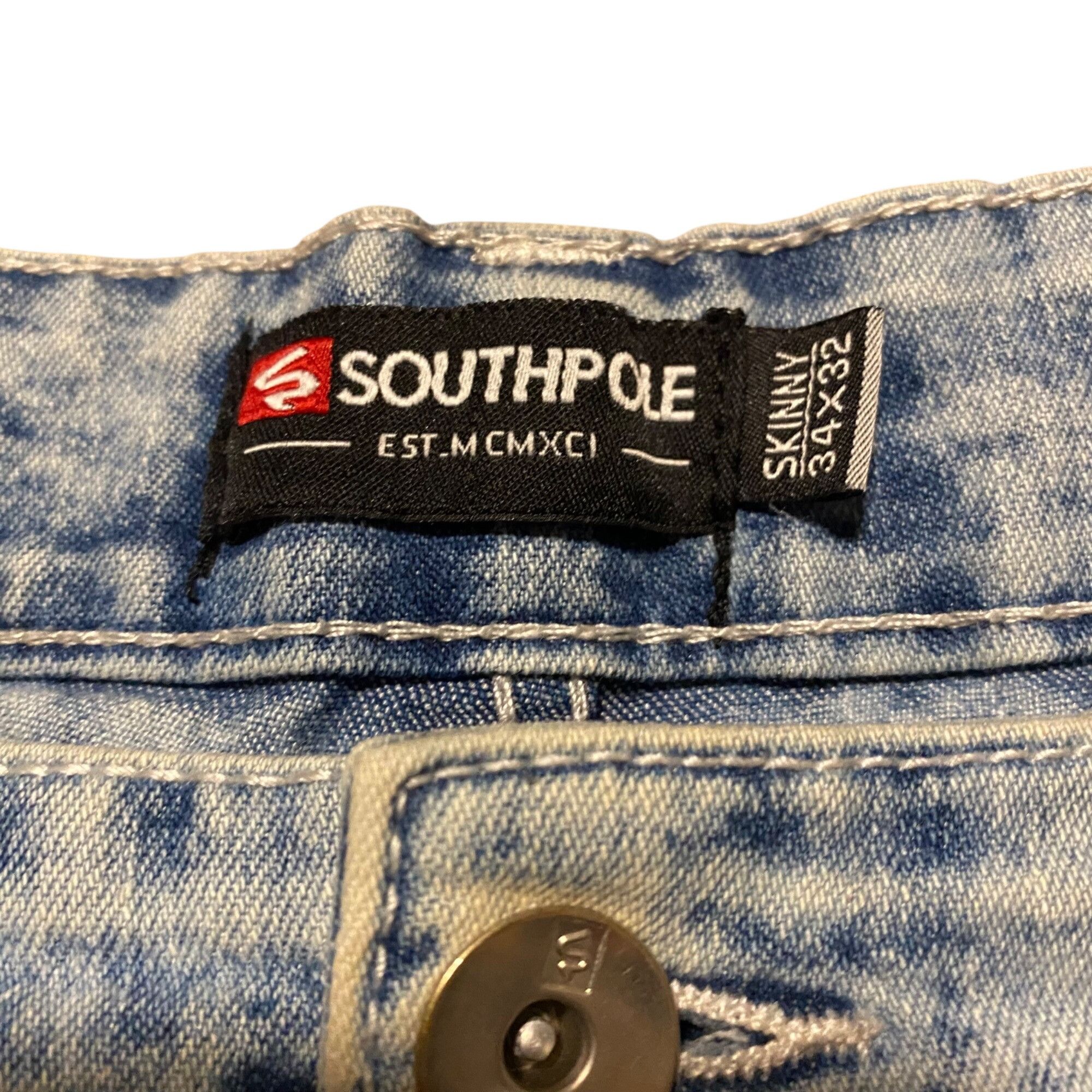 Southpole Southpole Skinny Fit Acid Wash Denim Jeans With Zipper Pocke Size US 34 / EU 50 - 2 Thumbnail