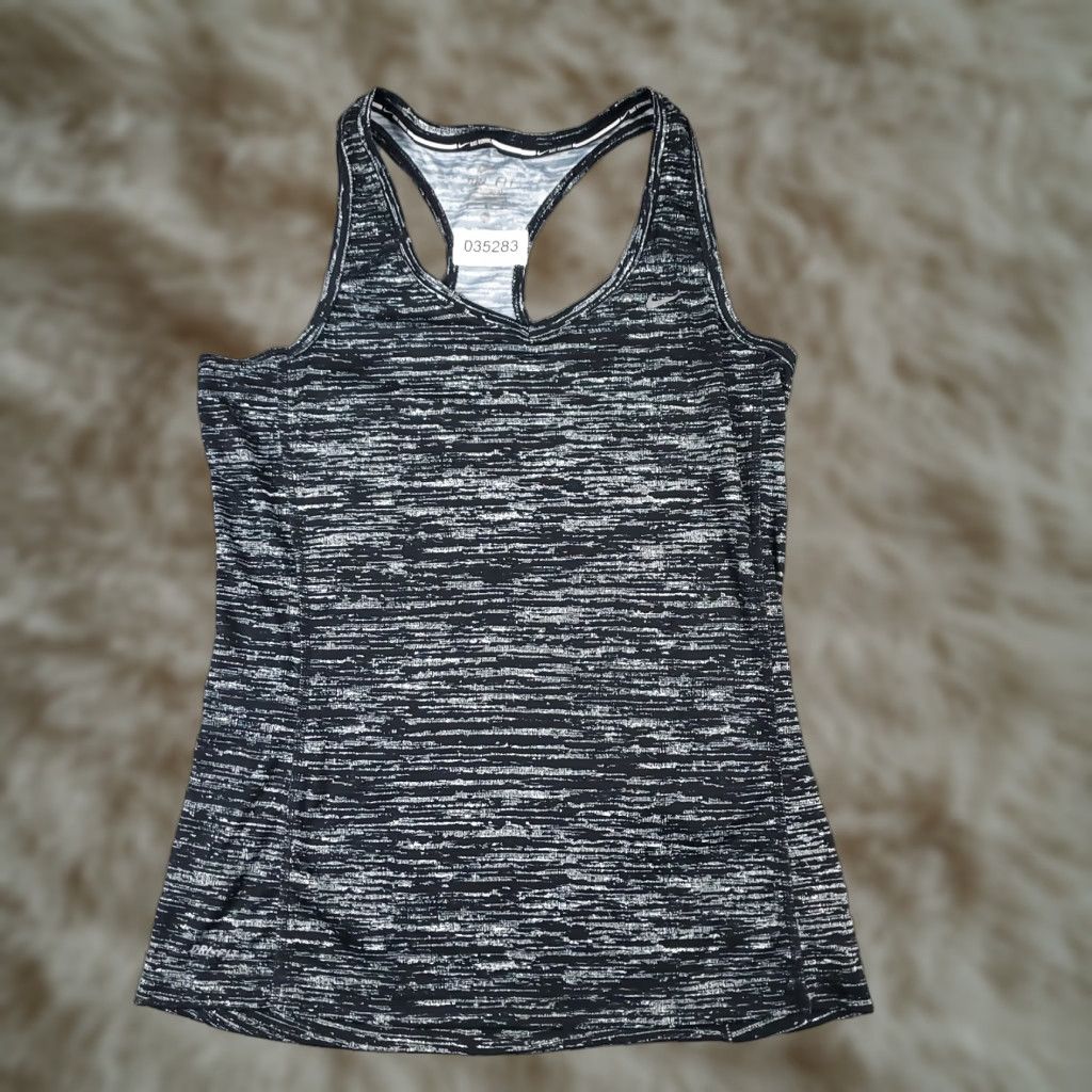 Nike Nike Tank Top Shirt Womens Size Small Gray Black Swoosh Dri Fit Active Running Size S / US 4 / IT 40 - 1 Thumbnail