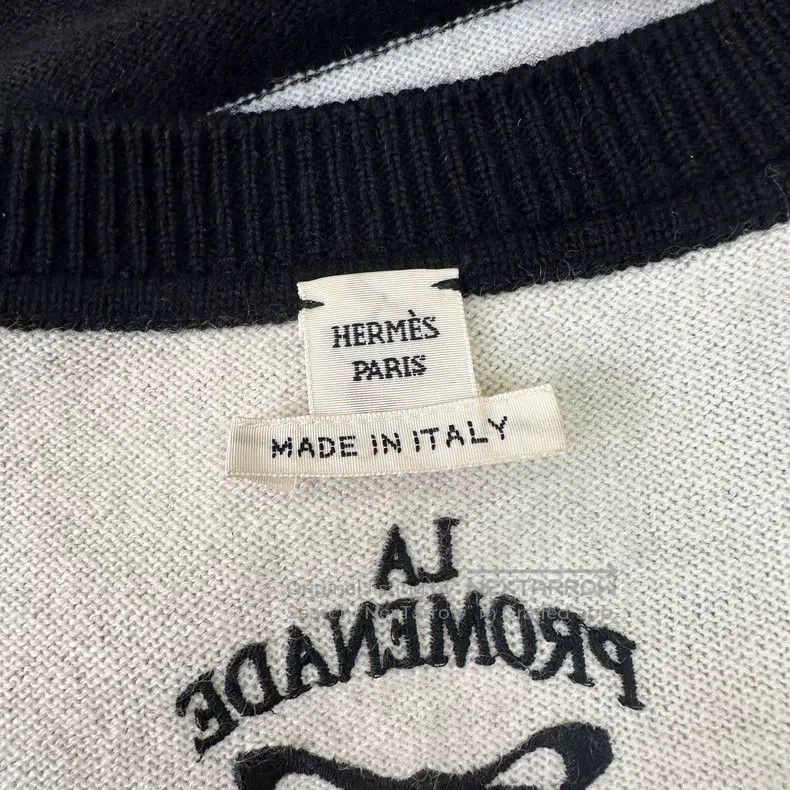 Hermes Hermes Black and White Short Sleeve Sweater Size XS / US 0-2 / IT 36-38 - 5 Thumbnail