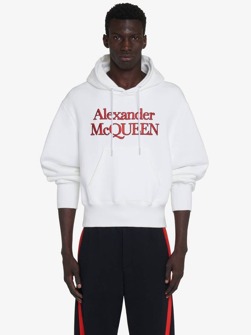 Alexander McQueen o1srvl11e0226 Embroidered Logo Hooded Sweatshirt Optic White Size US XL / EU 56 / 4 - 2 Thumbnail