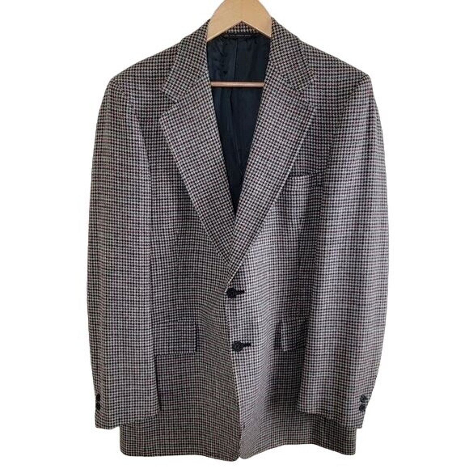 Hart Schaffner Marx Hart Schaffner & Marx Houndstooth Wool Blazer Sport Coat Size 40L - 16 Thumbnail