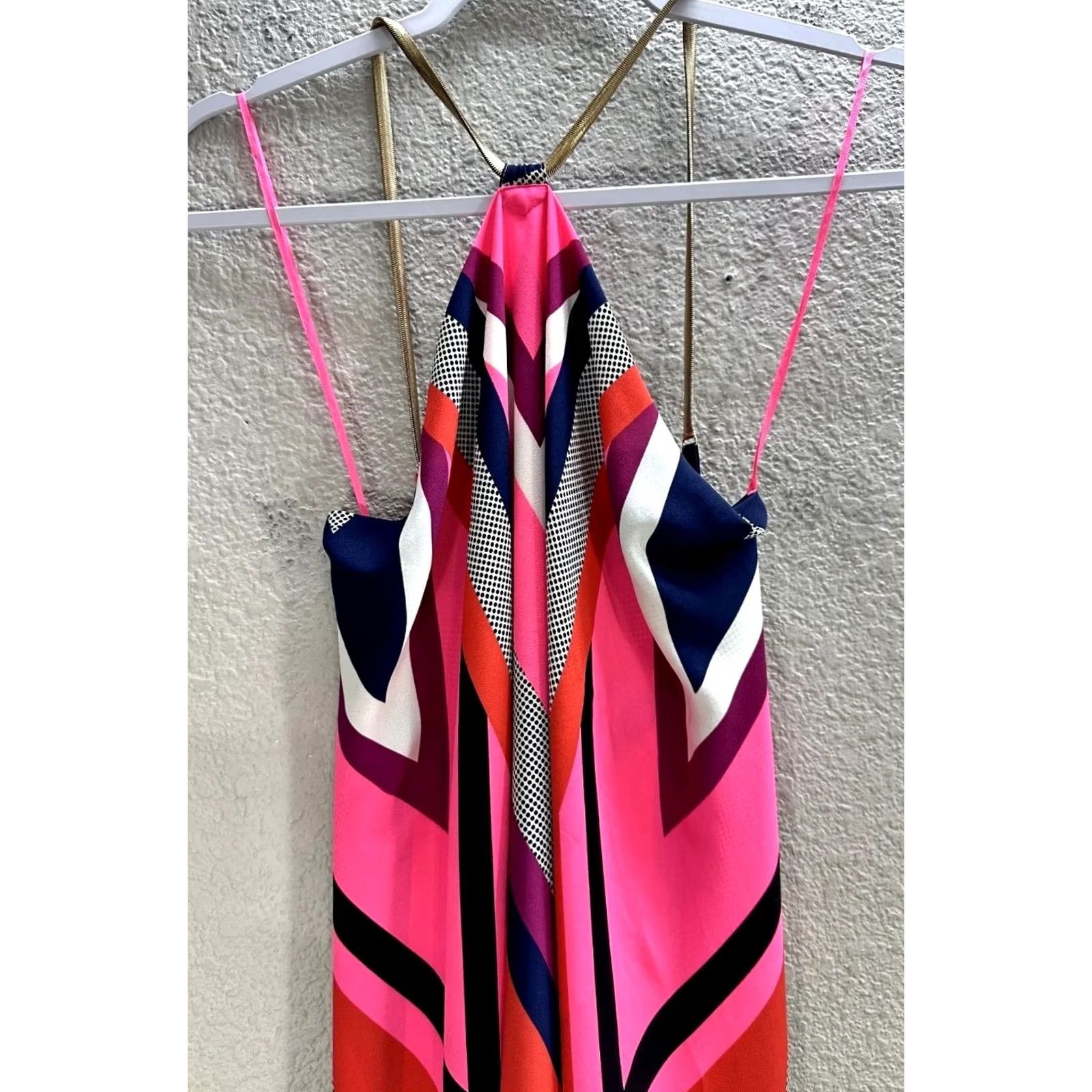 Express Express Pink Black Geometric Halter Hi-Low Sundress XS Sleeveless Open Back Flowy Sundress Women Size XS / US 0-2 / IT 36-38 - 4 Thumbnail