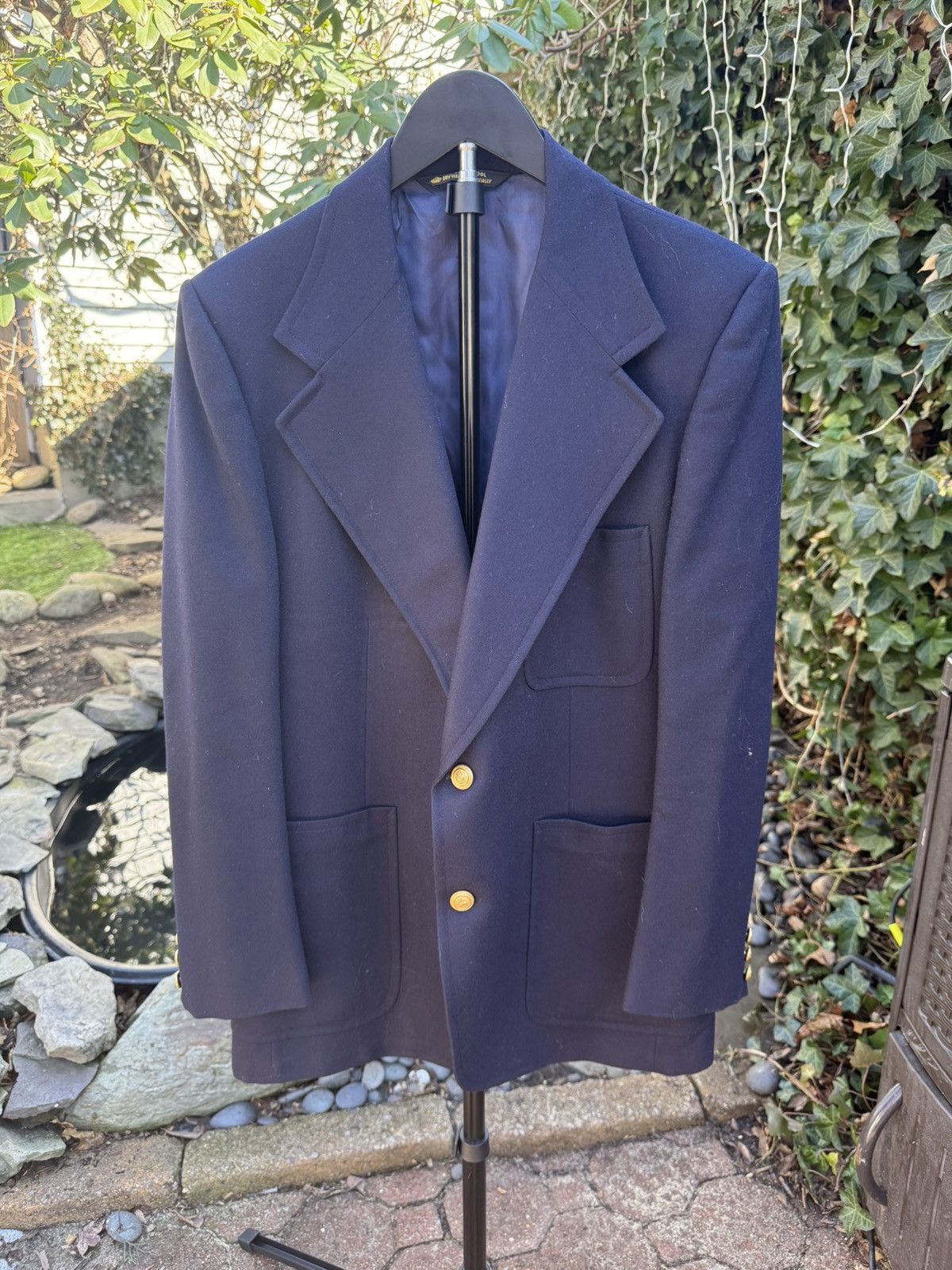 Vintage Vintage Dark Blue Wool Custom Made Miltary Blazer Button Size 42L - 1 Thumbnail