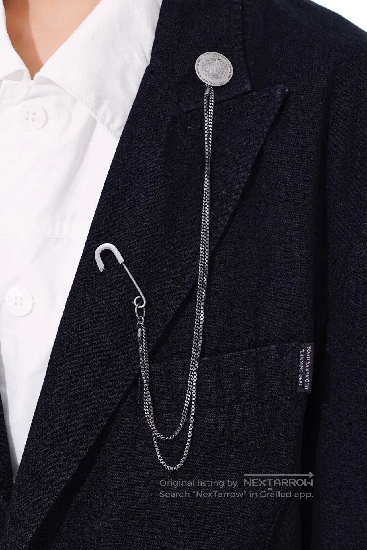 Yohji Yamamoto SYTE Lotus Brooch Chain Necklace.