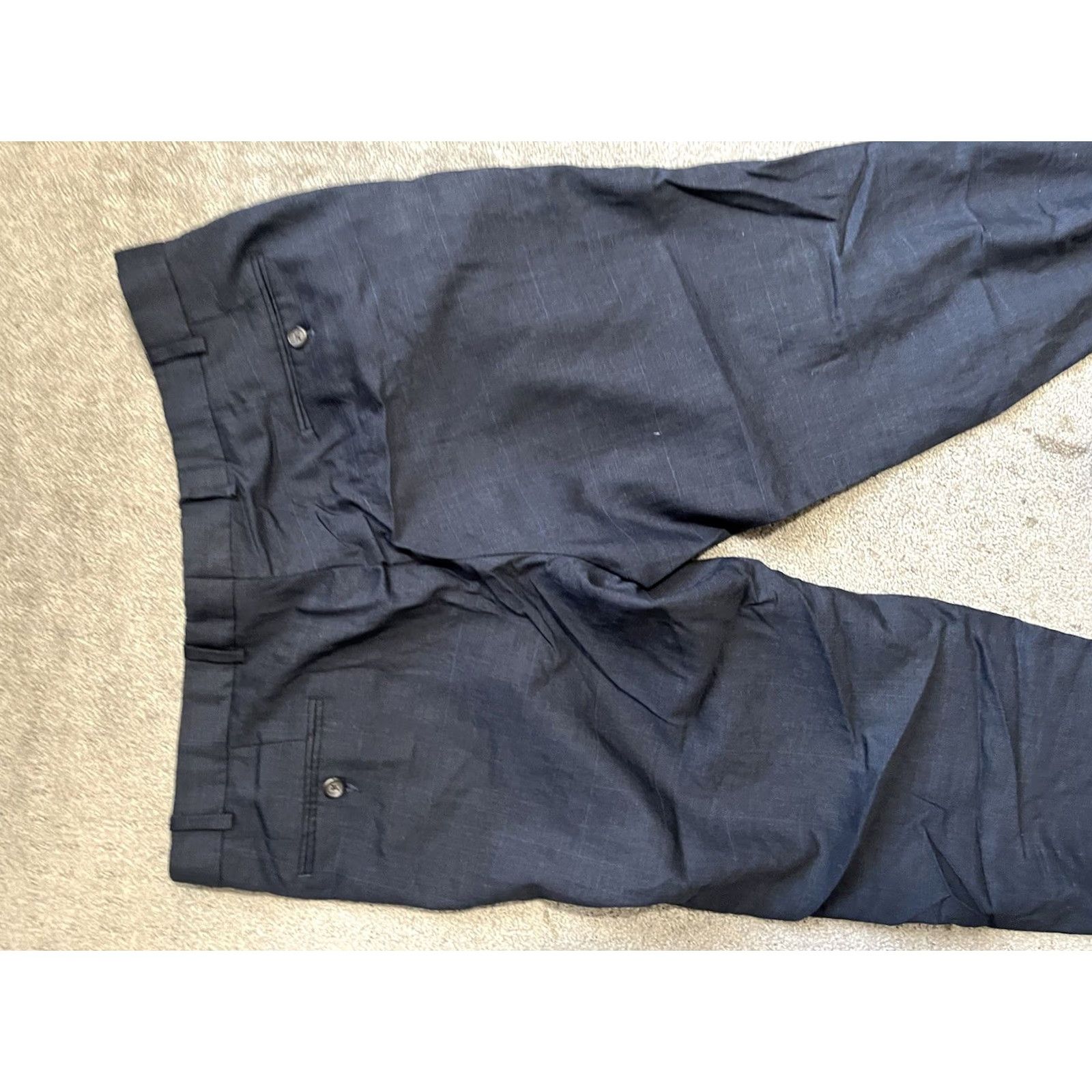 Ralph Lauren VINTAGE Lauren Ralph Lauren Flat Front Pants Navy Blue 38x27 Men’s Wool Dress Pants Mens 90s American Designer Size US 38 / EU 54 - 4 Thumbnail