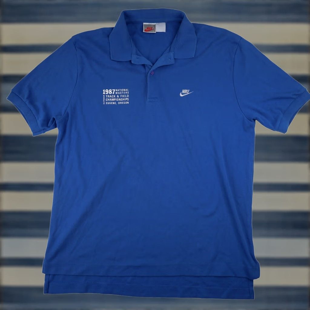 Nike VINTAGE Nike 1987 National Masters Track & Field Polo Shirt Mens Large Blue Size US L / EU 52-54 / 3 - 1 Thumbnail