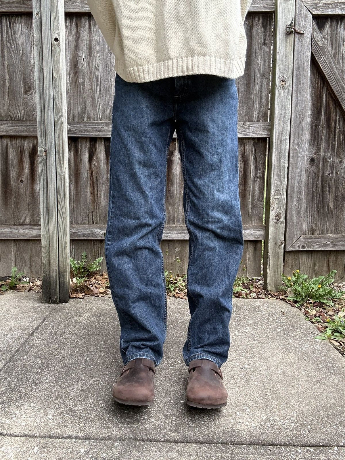 Lee Lee Faded Dark Blue Relaxed Straight Fit Denim Jeans Size US 31 - 1 Thumbnail