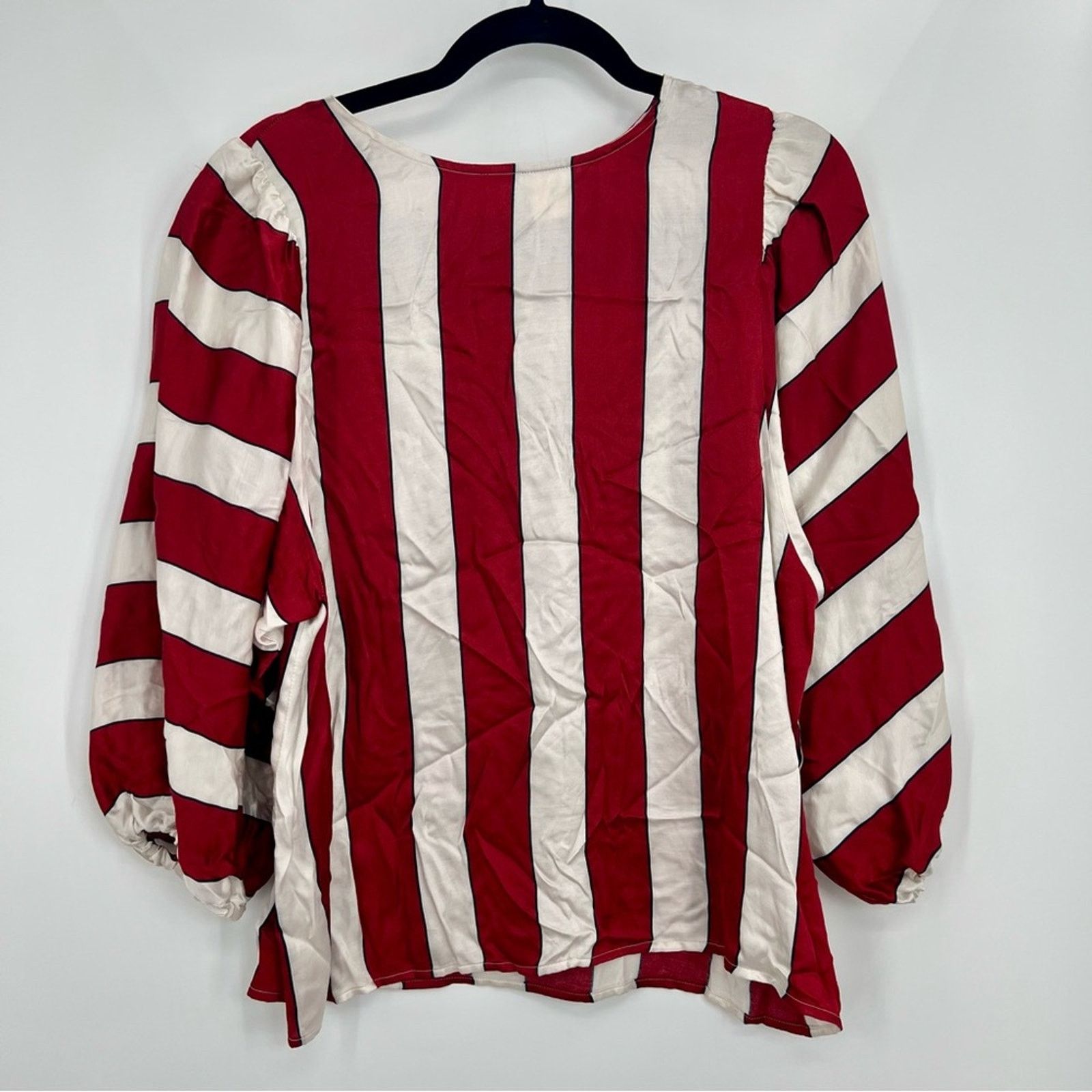 Anthropologie Anthropologie Maeve Maria Striped Blouse Top Puff Sleeve 10 Size L / US 10 / IT 46 - 6 Thumbnail