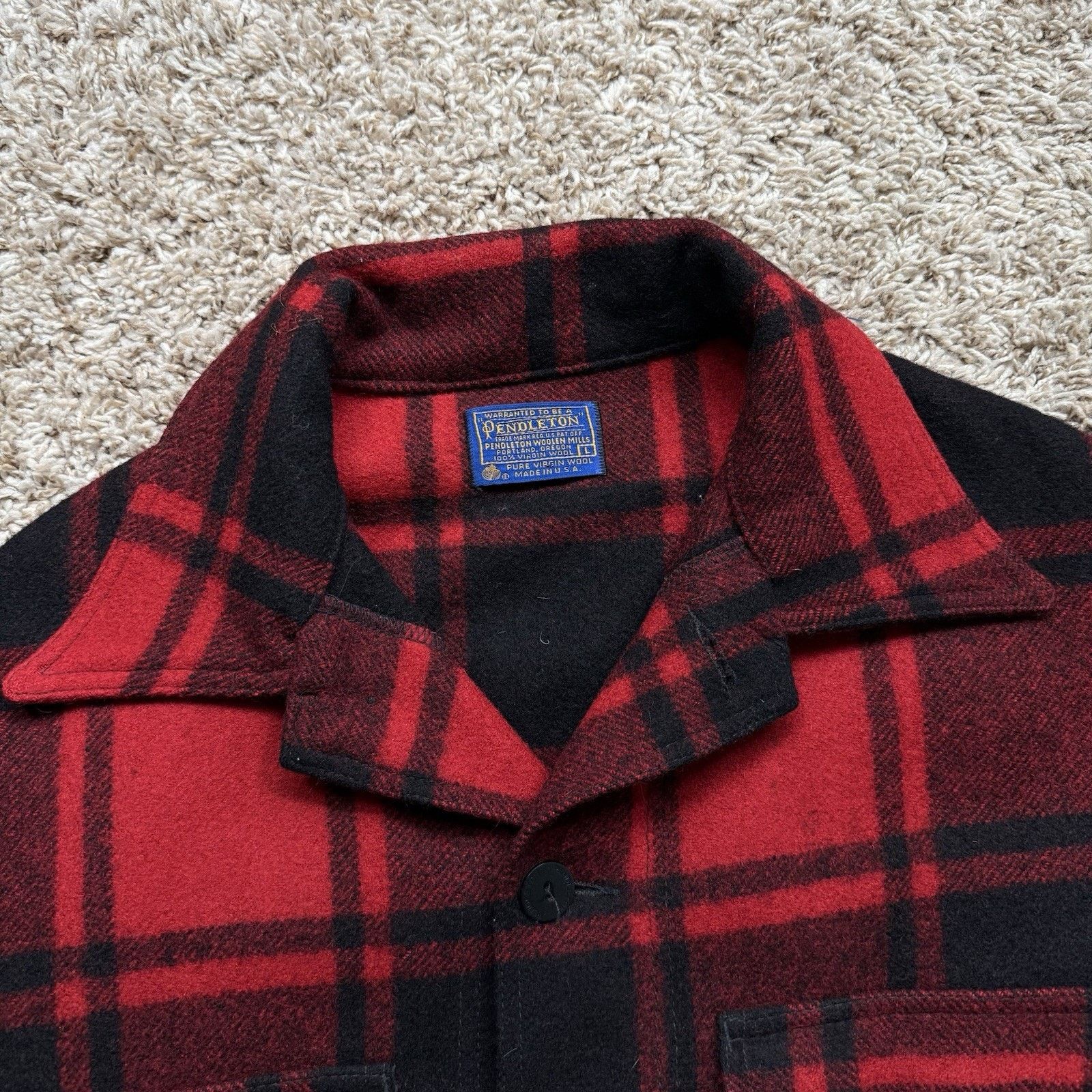 Pendleton × Vintage Vintage Pendleton Buffalo Plaid Wool Mackinaw Red Jacket Size US L / EU 52-54 / 3 - 4 Thumbnail