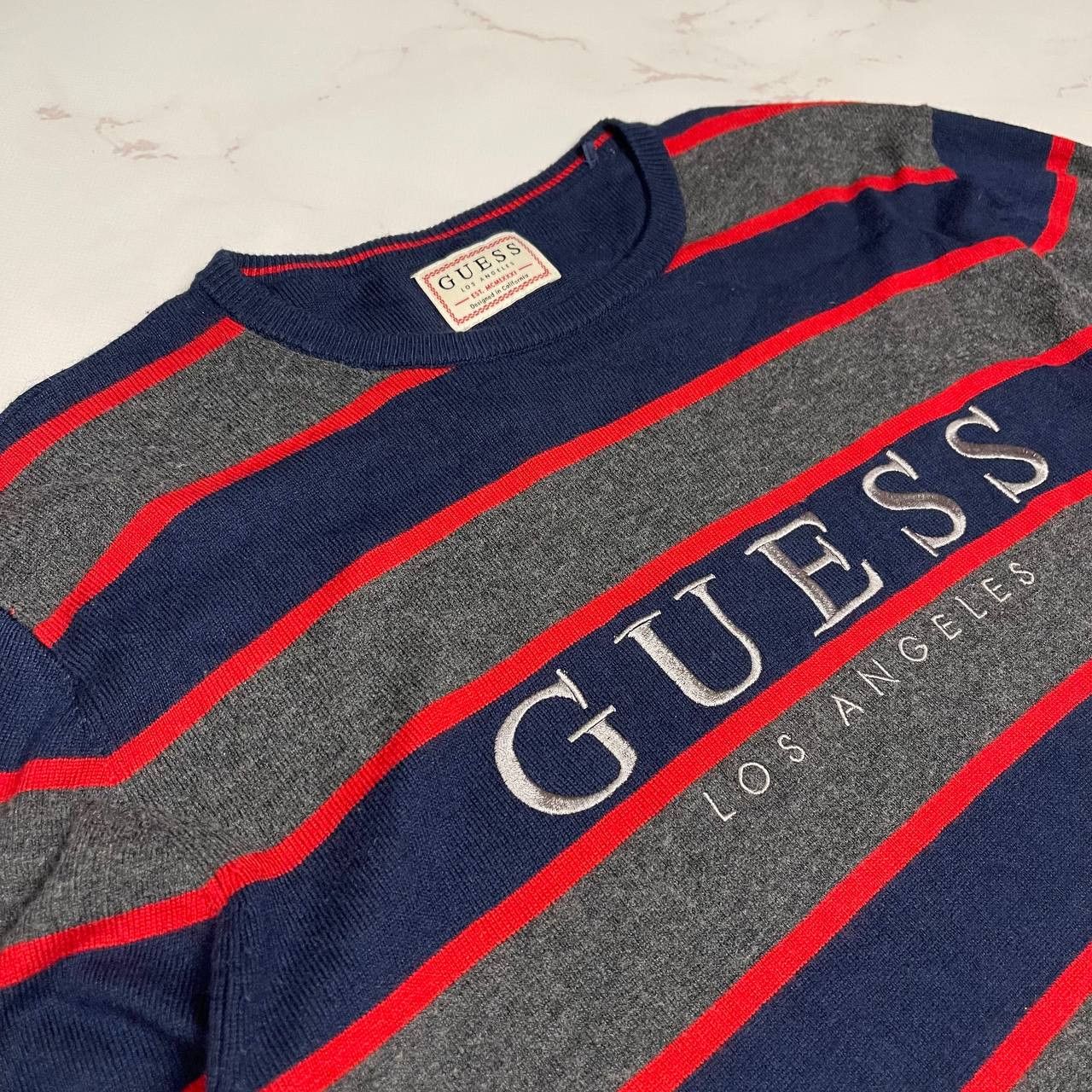 Guess Guess Striped Sweather Size L Vintage Size US XXL / EU 58 / 5 - 3 Thumbnail