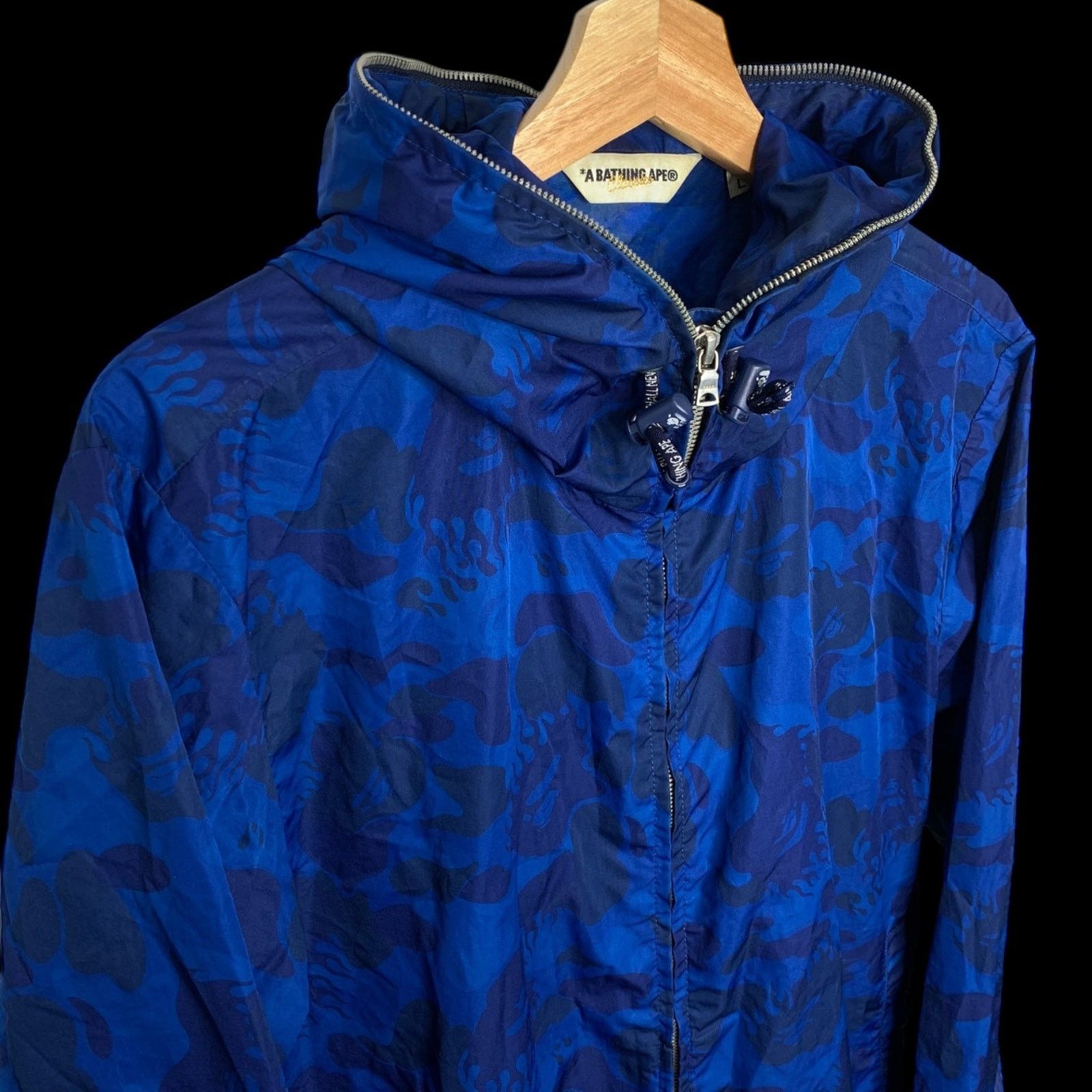 Bape OG Fire Camo Windbreaker (Blue) Size US L / EU 52-54 / 3 - 3 Thumbnail