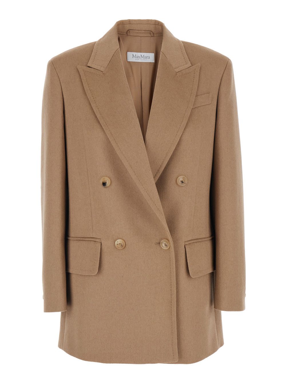 Max Mara 'Olimpia' Beige Double-Breasted Jacket with Peak Revers in Wool Woman Size M / US 6-8 / IT 42-44 - 1 Thumbnail