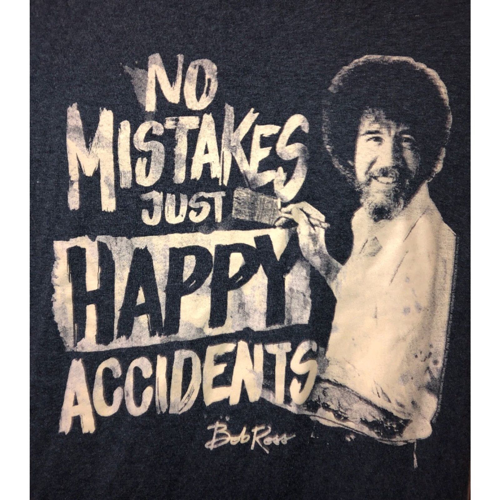 Vintage Bob Ross Graphic T-Shirt Men Medium Gray No Mistakes Just Happy Accidents Size US M / EU 48-50 / 2 - 2 Thumbnail