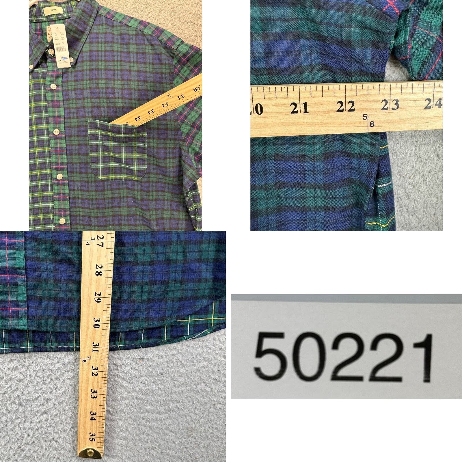 J.Crew J. Crew Broken In Oxford Flannel Shirt Men XL Green Blue Plaid Button-Up Slim Fit Size US XL / EU 56 / 4 - 8 Thumbnail