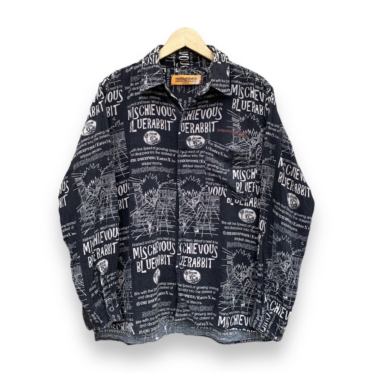 image of If Six Was Nine x Le Grande Bleu L G B Vintage Mischievous Emi Nakayama Full Print Shirt in Black (