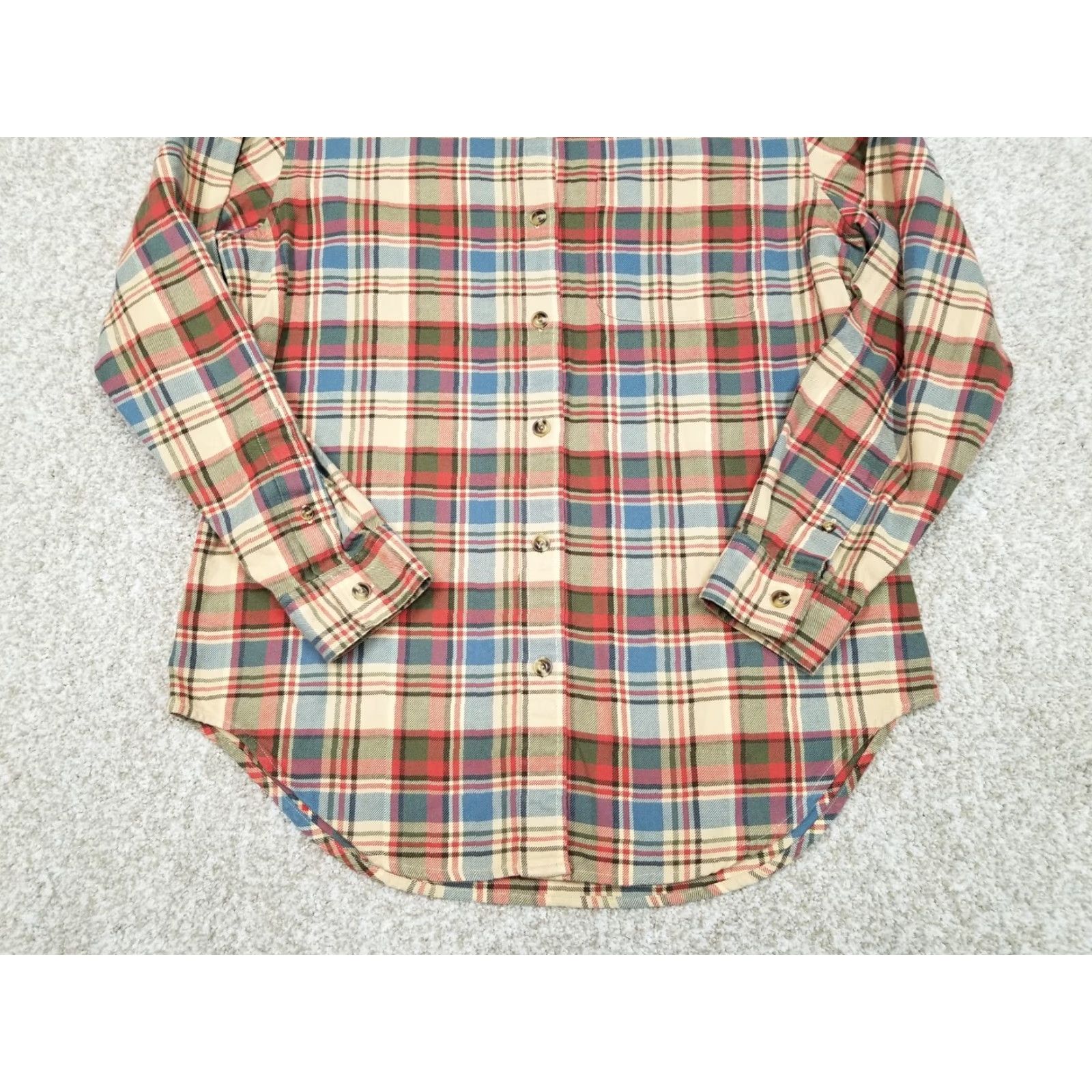 Jones New York Jones New York Top Womens Small Red Blue Plaid Cotton Long Sleeve Flannel Shirt Size XL / US 12-14 / IT 48-50 - 3 Thumbnail