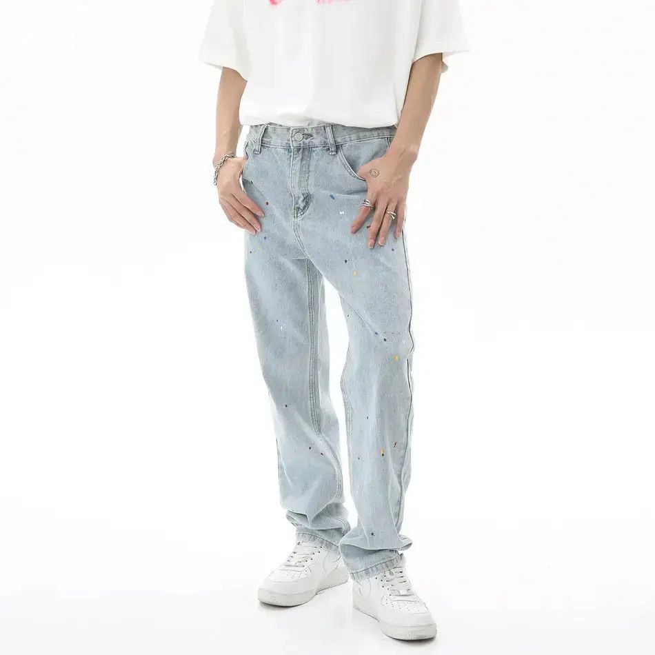 Japanese Brand Retro loose straight leg graffiti jeans Size US 32 / EU 48 - 1 Thumbnail