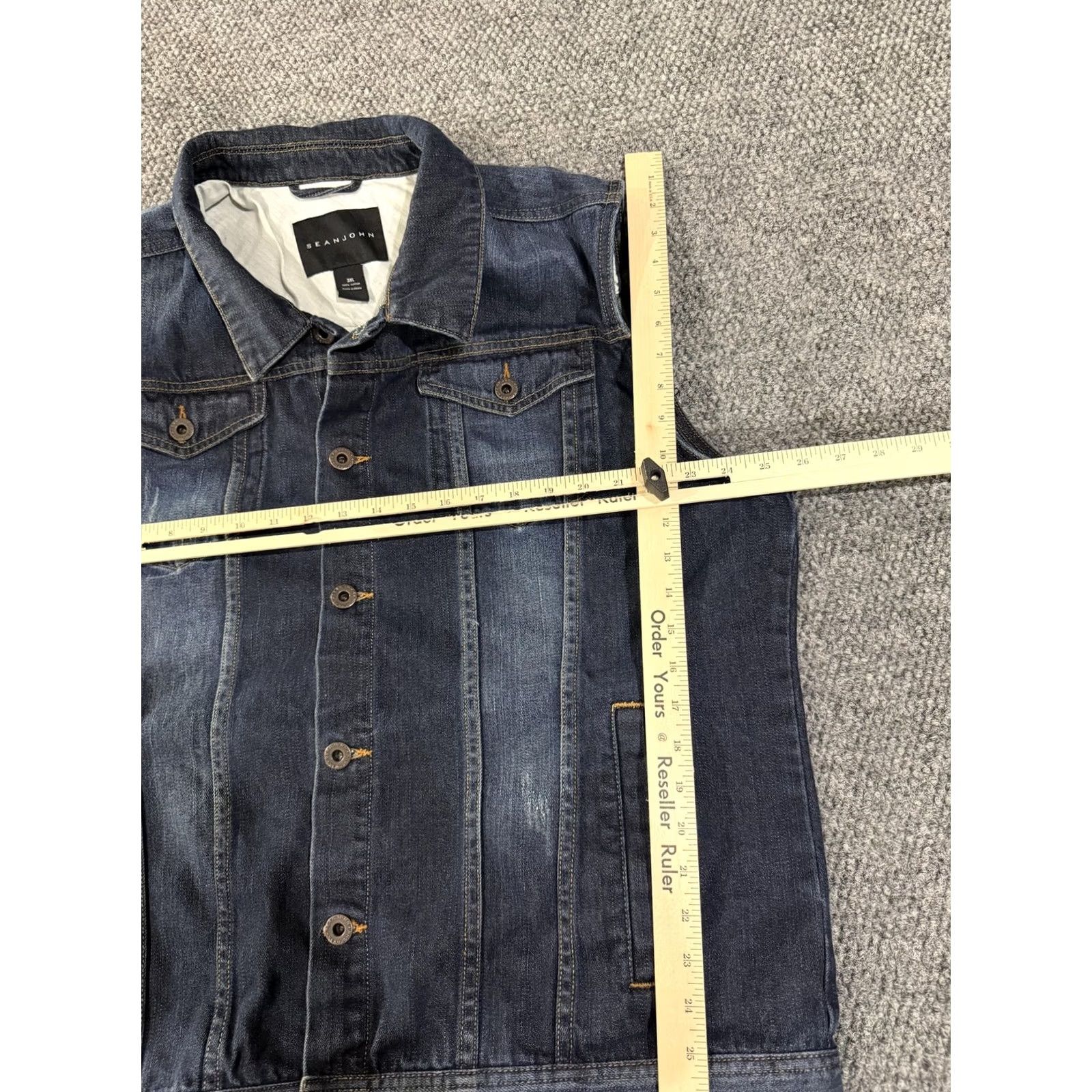 Sean John Sean John Vest Mens 3XL Blue Denim Button Front Biker Casual Streetwear Jeans Size US 39 - 7 Thumbnail