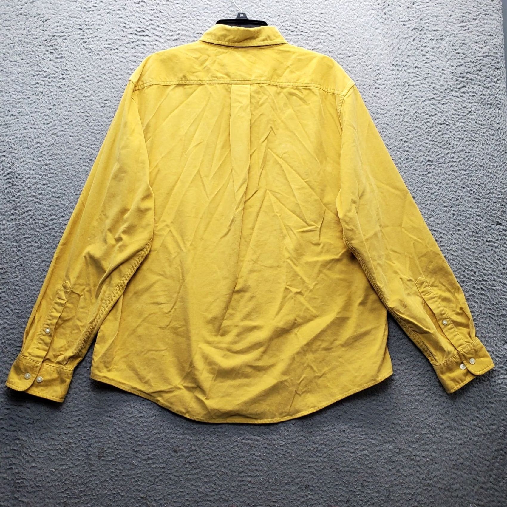 Lands' End Lands' End Dress Shirt XL Yellow Corduroy Traditional Fit Long Sleeve Collar Men Size 46R - 2 Thumbnail