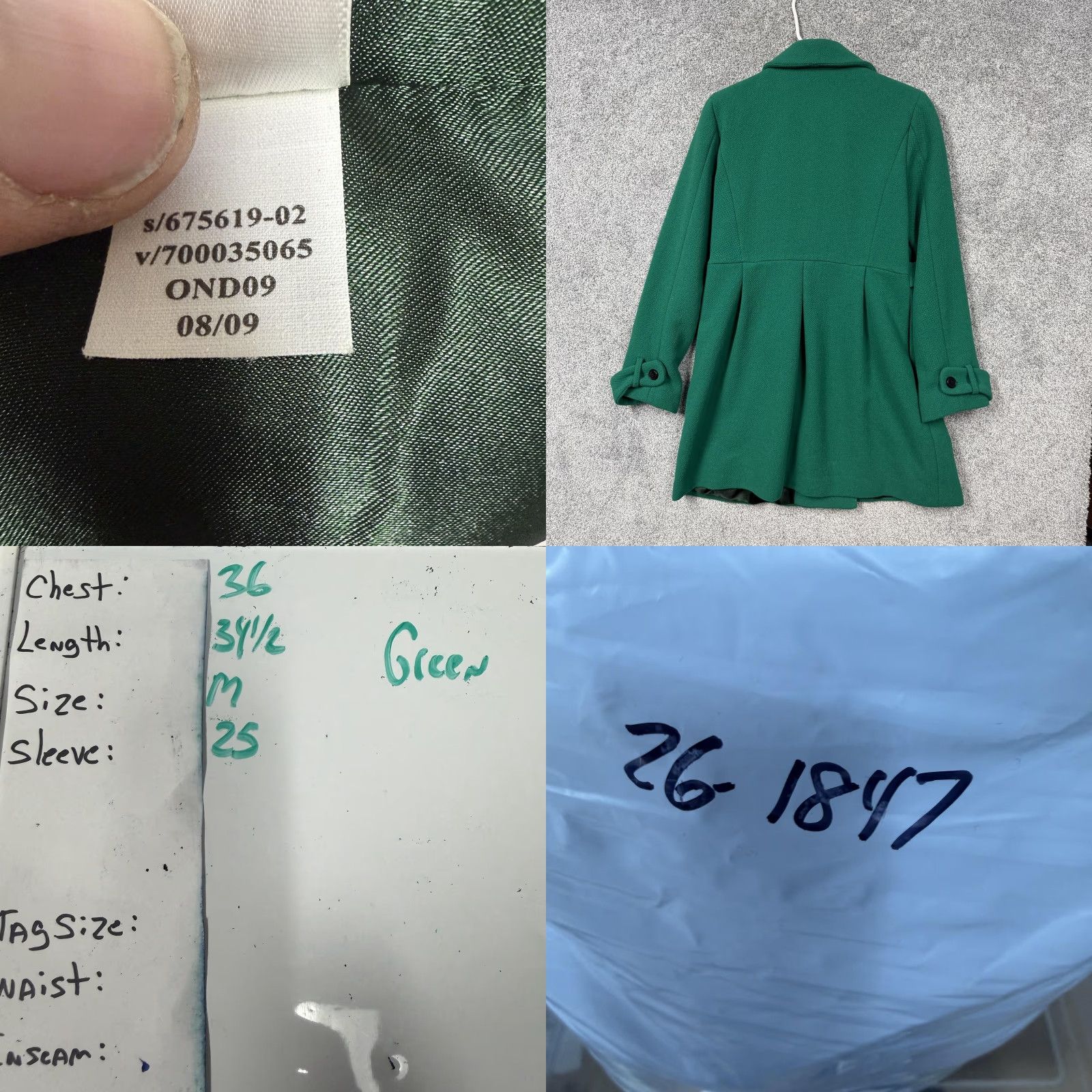 Old Navy Old Navy Peacoat Womens M Green Wool Blend Pleated Mod Dark Academia Twee Y2K Size M / US 6-8 / IT 42-44 - 8 Thumbnail