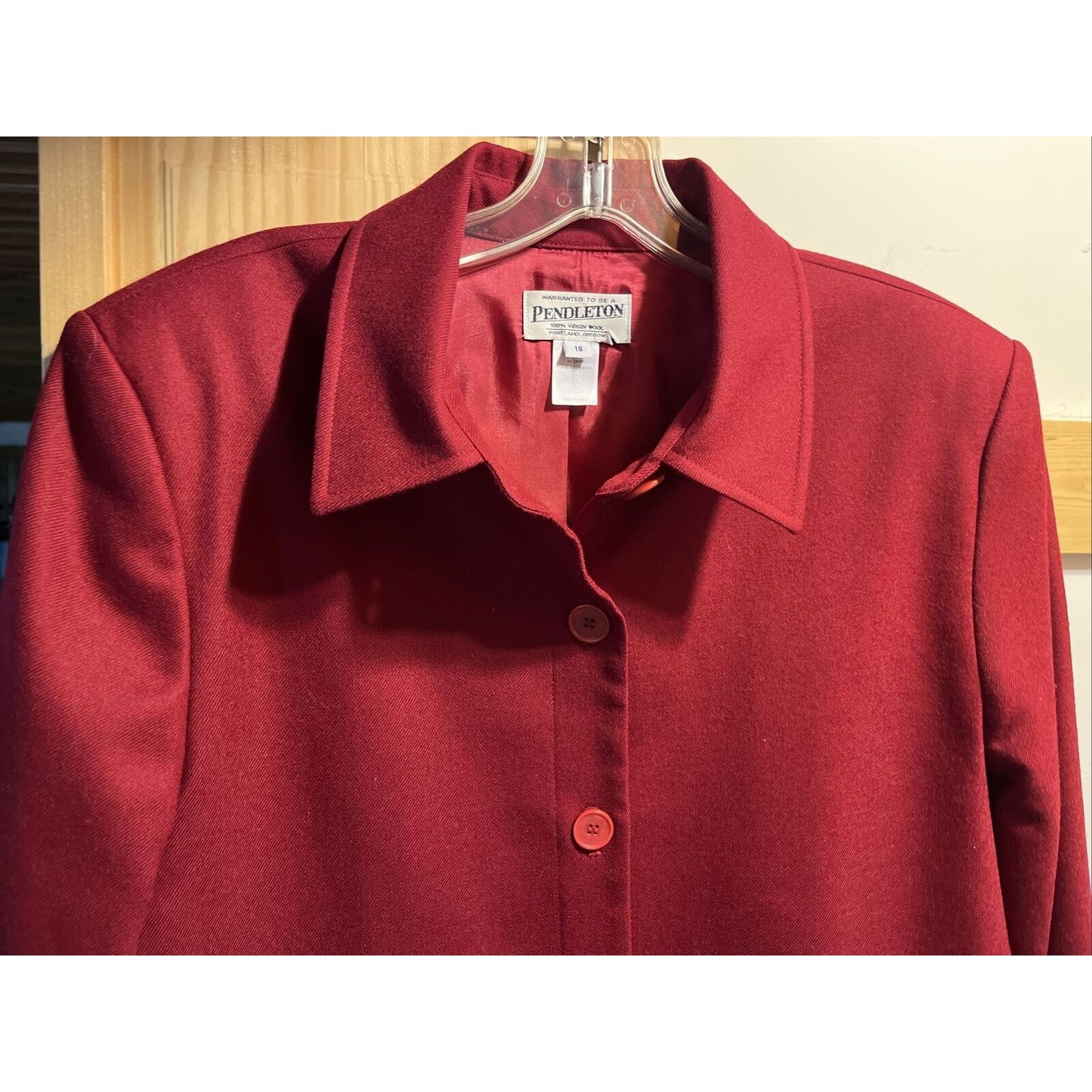 Pendleton Pendleton Vintage Women’s Size 18 Red Wool LS Button Up Coat Size XXL / US 16-18 / IT 52-54 - 8 Thumbnail