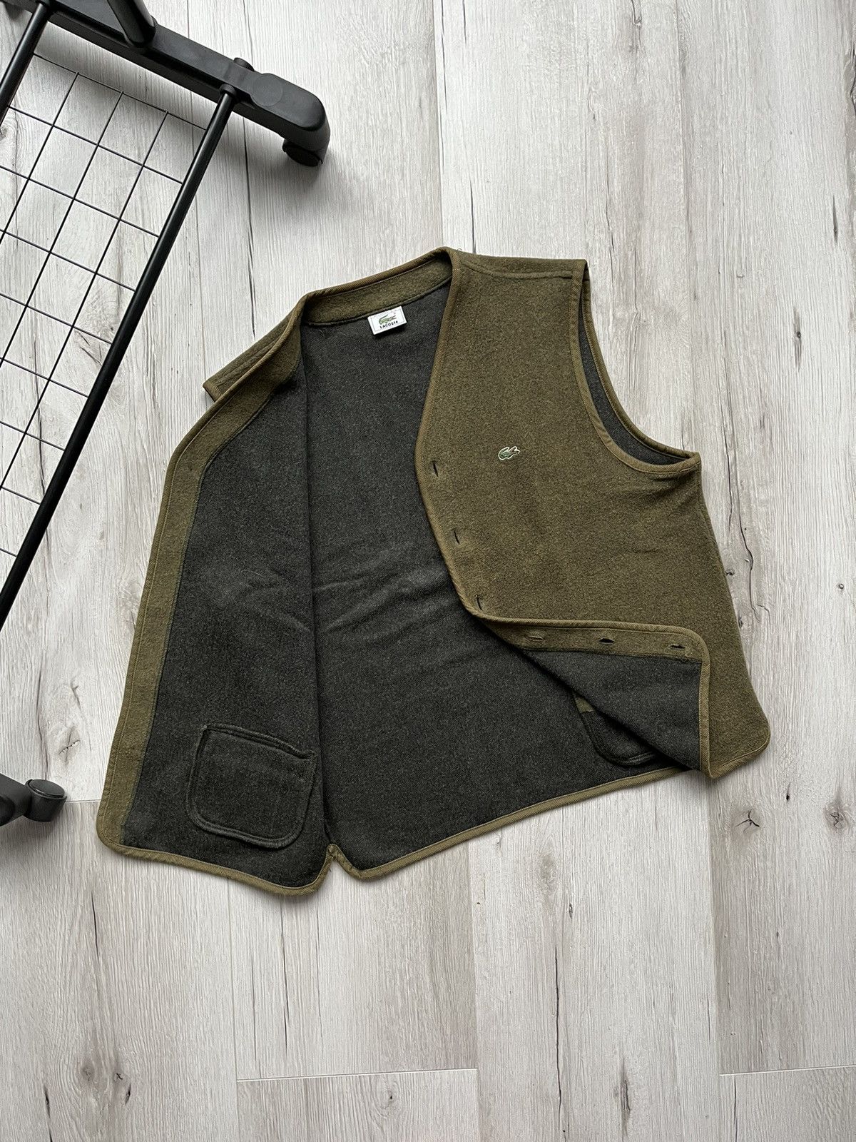 Lacoste × Vintage Vintage 00s Dark Green Lacoste Wool Sweater Button Up Vest Size US L / EU 52-54 / 3 - 2 Thumbnail