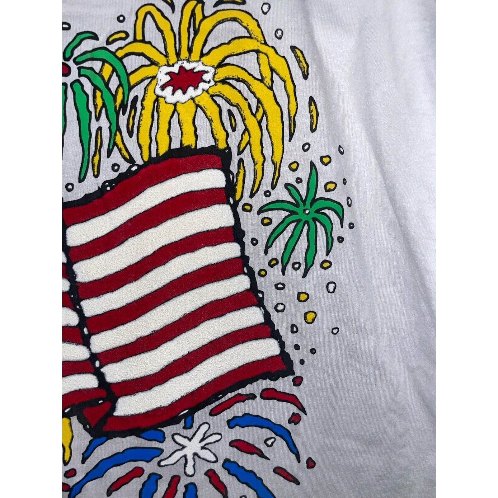 Jerzees Vintage July 4th Shirt Fireworks USA America Graphic Tee 90s Size US L / EU 52-54 / 3 - 4 Thumbnail