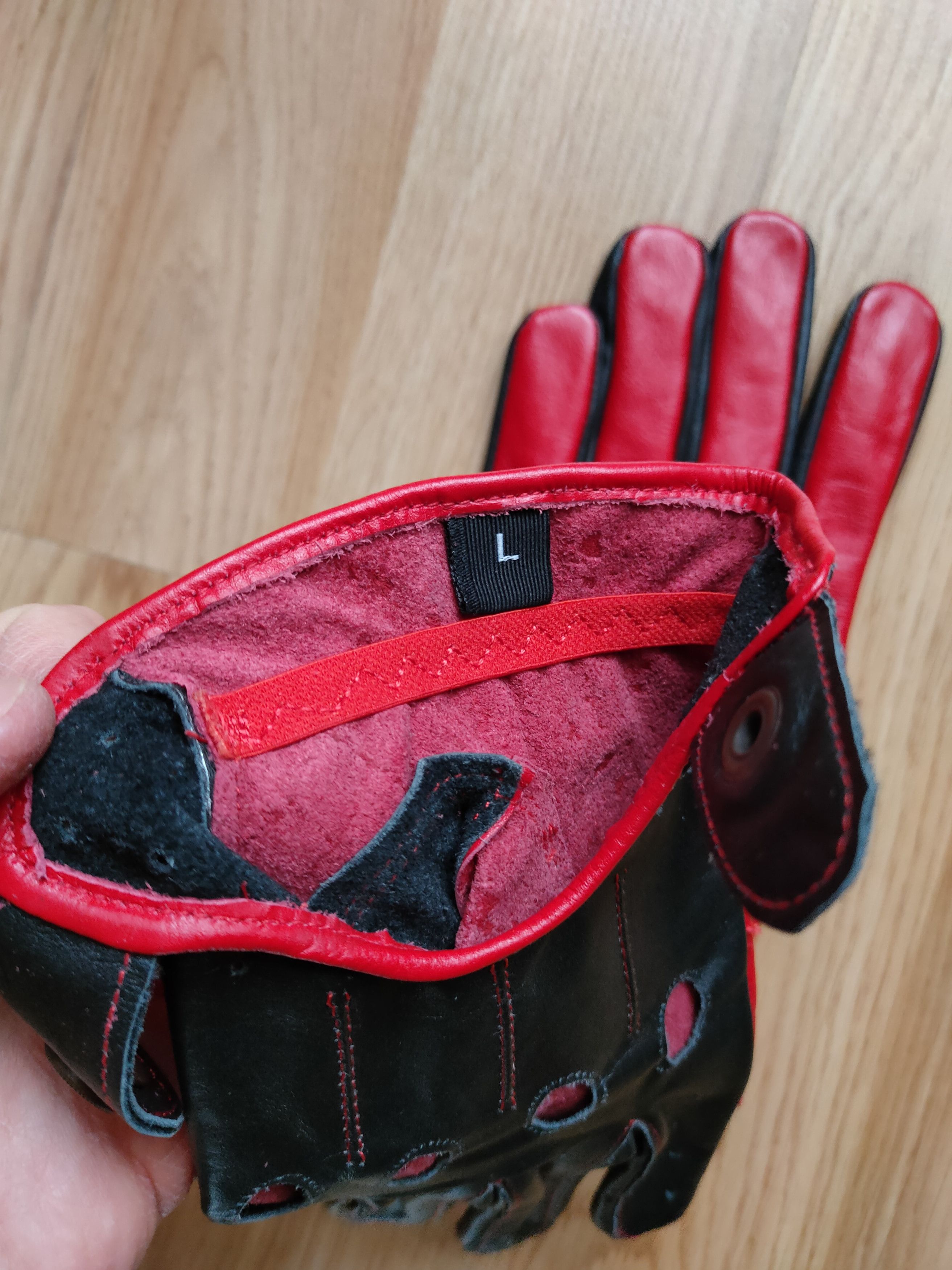 Leather Driving gloves PS leather racing gloves for the car L Size ONE SIZE - 4 Thumbnail
