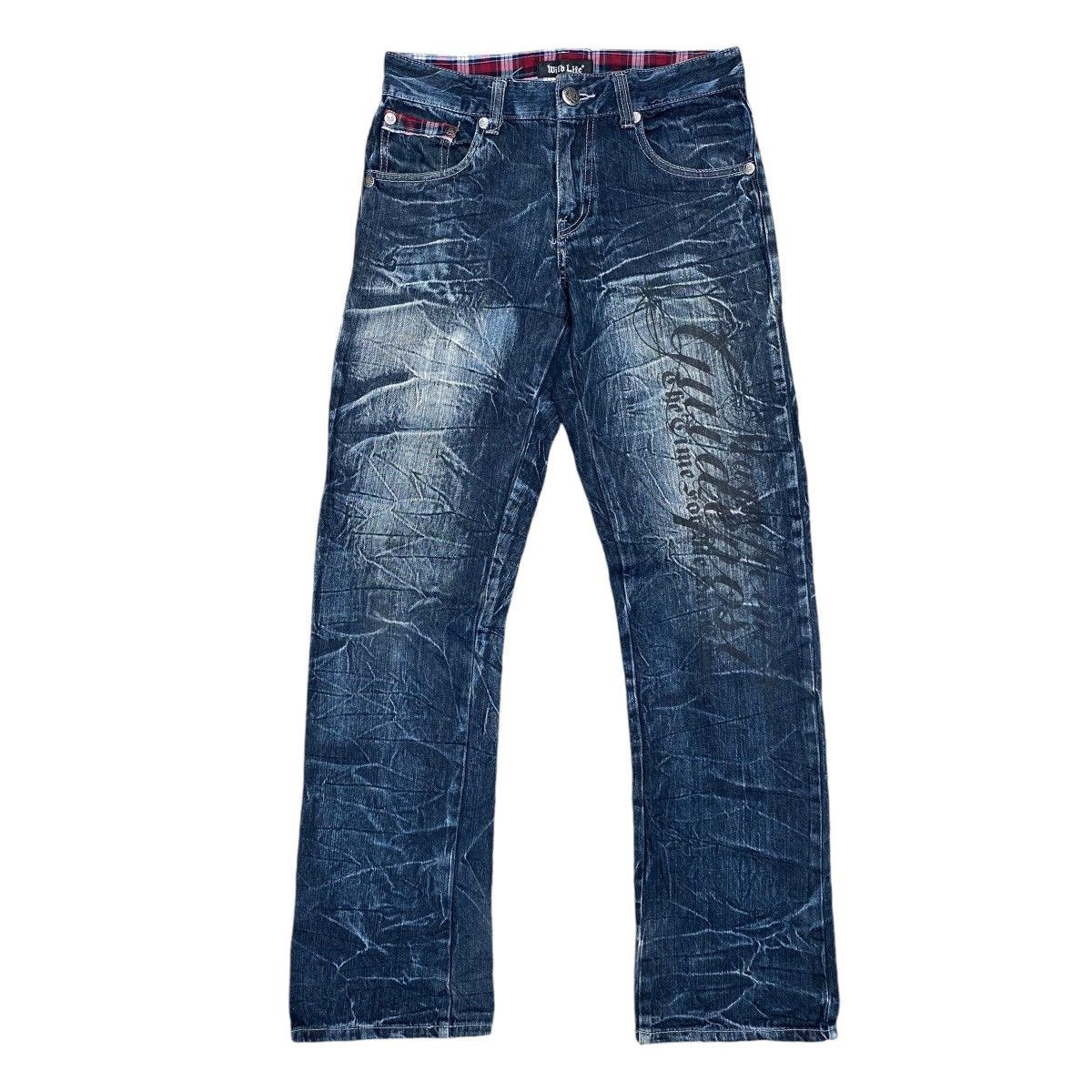 Japanese Brand Wild Life Japan Spellout Flare Jeans Hysteric Style Size US 31 - 1 Thumbnail