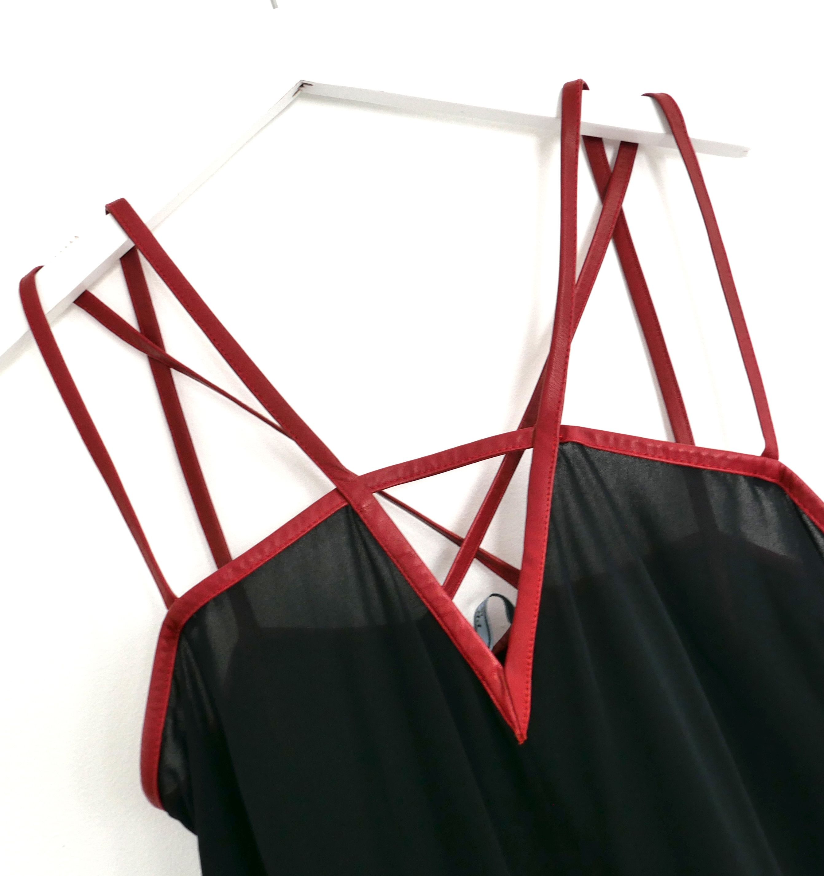 Prada Prada Fall 2014 Leather Strap Silk Dress Size M / US 6-8 / IT 42-44 - 2 Thumbnail