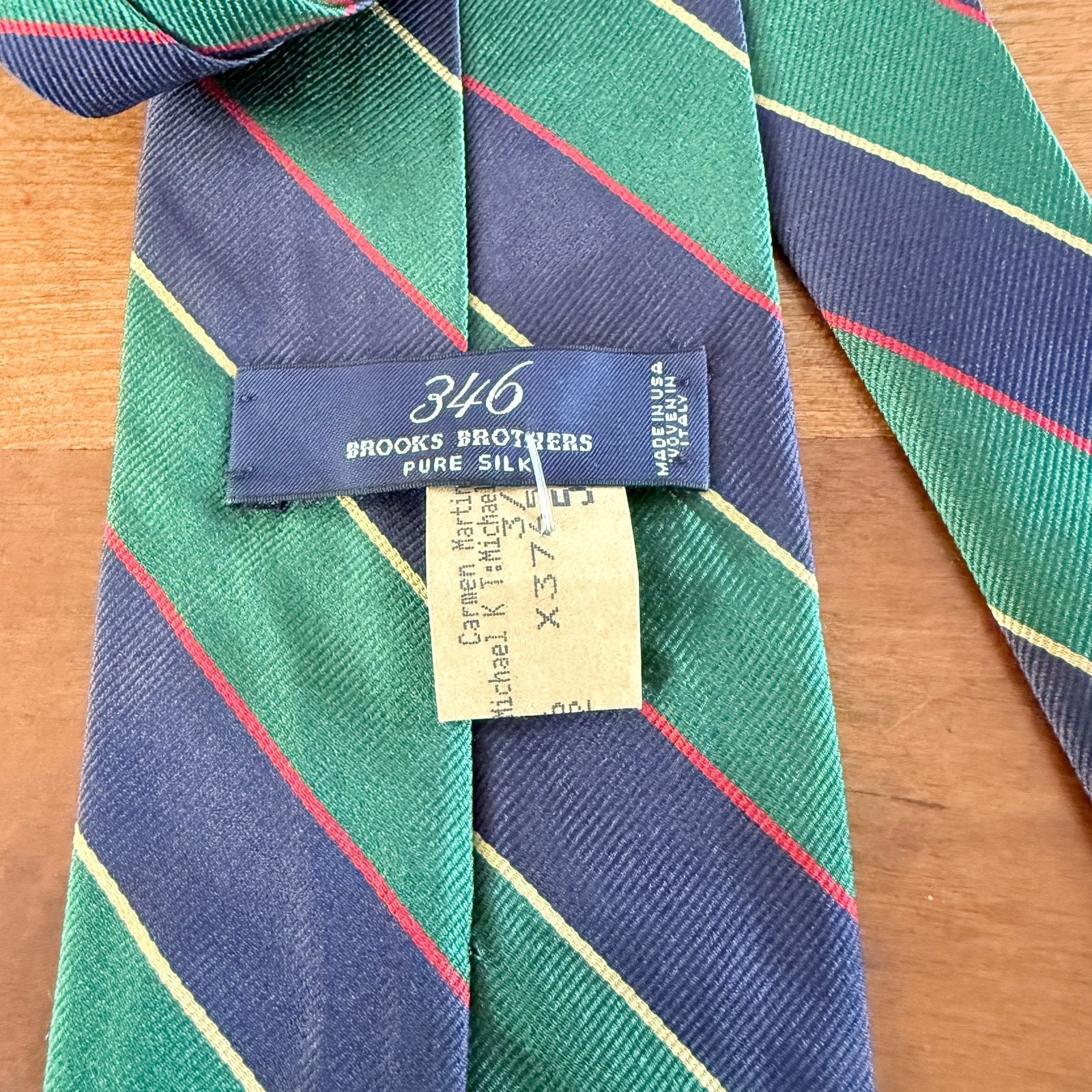 Brooks Brothers Brooks Brothers 346 Green & Navy Striped Silk Tie Size ONE SIZE - 2 Thumbnail