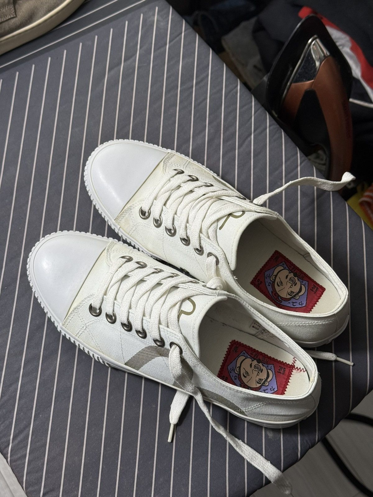 Evisu Evisu Canvas Low Top Sneakers White EU42 Japanese Streetwear Size US 9 / EU 42 - 3 Thumbnail