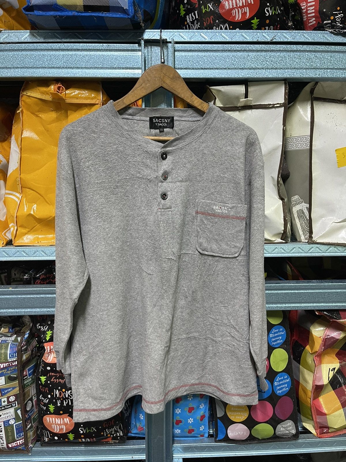 Designer Sacsny Y’Saccs Long Sleeve Henley Shirt By Yohji Yamamoto Size US L / EU 52-54 / 3 - 1 Thumbnail