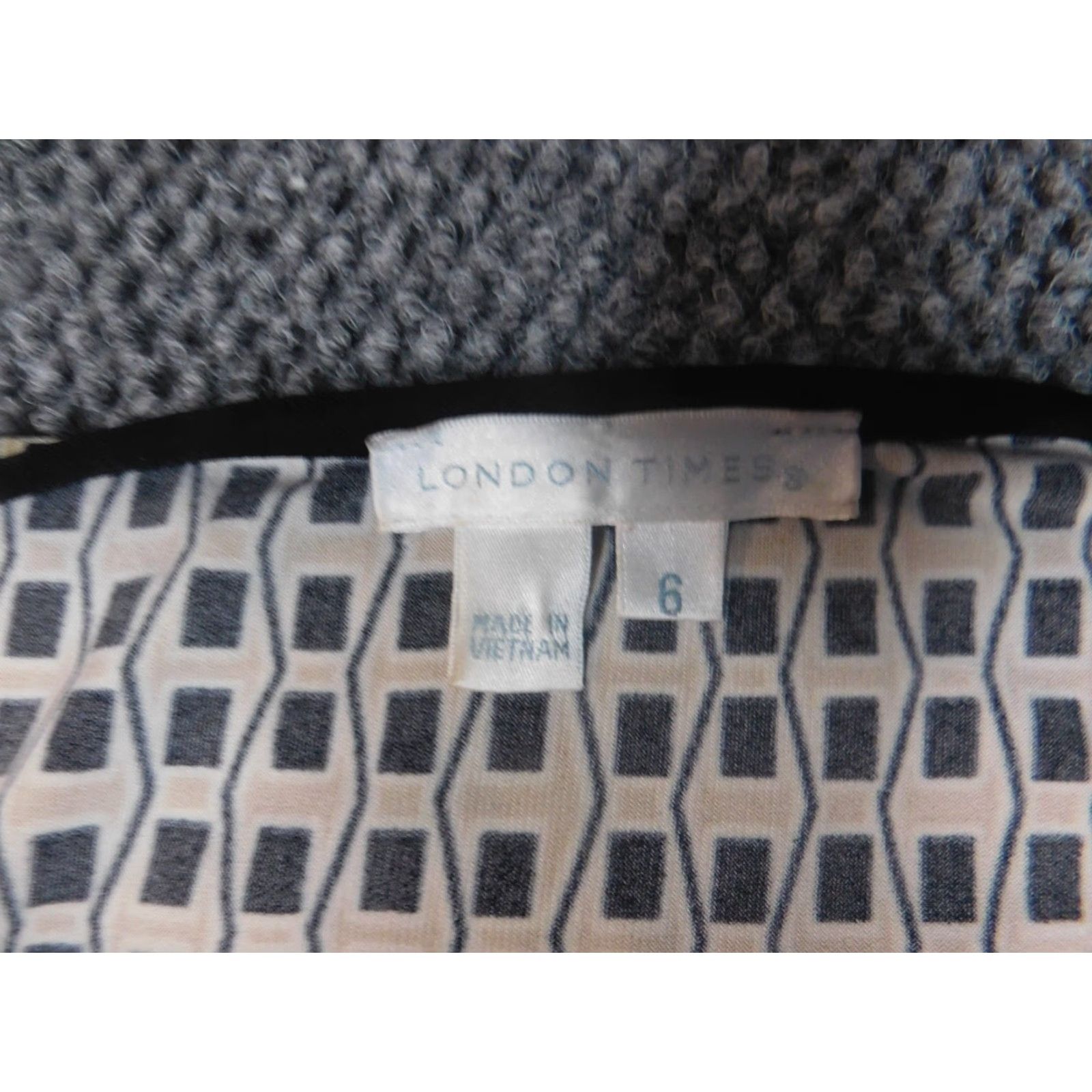 Vintage London Times Womens Dress A-Line Midi Blue 6 Polyester Knit Lined Stretch Crew Neck Puff Sleeve Casual Summer Size M / US 6-8 / IT 42-44 - 7 Thumbnail