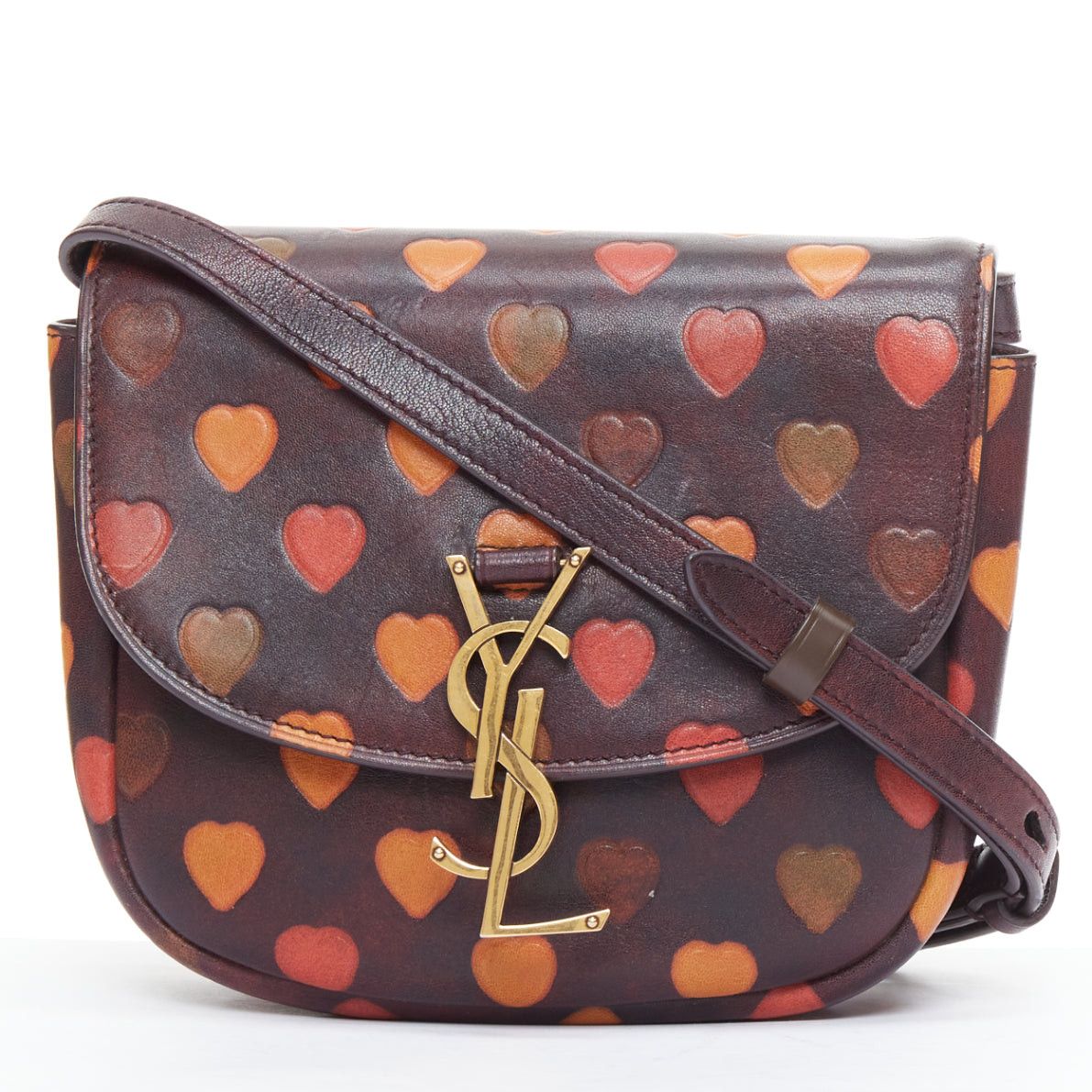 Saint Laurent Paris SAINT LAURENT Kaia brown heart embossed print YSL crossbody bag Size ONE SIZE - 1 Thumbnail