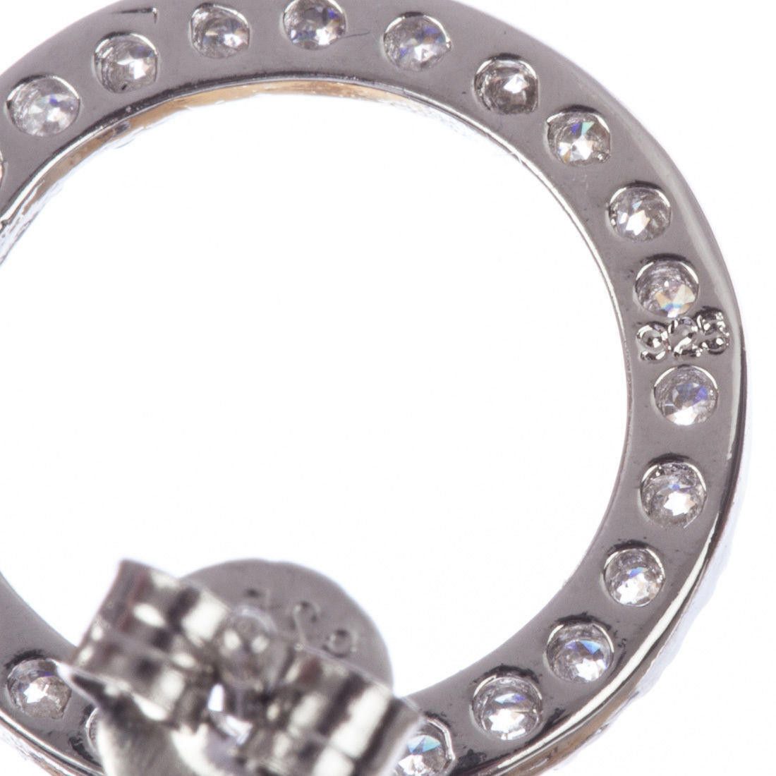 Designer Sterling Silver Circle Eternity Cubic Zirconia Earrings Size ONE SIZE - 4 Thumbnail