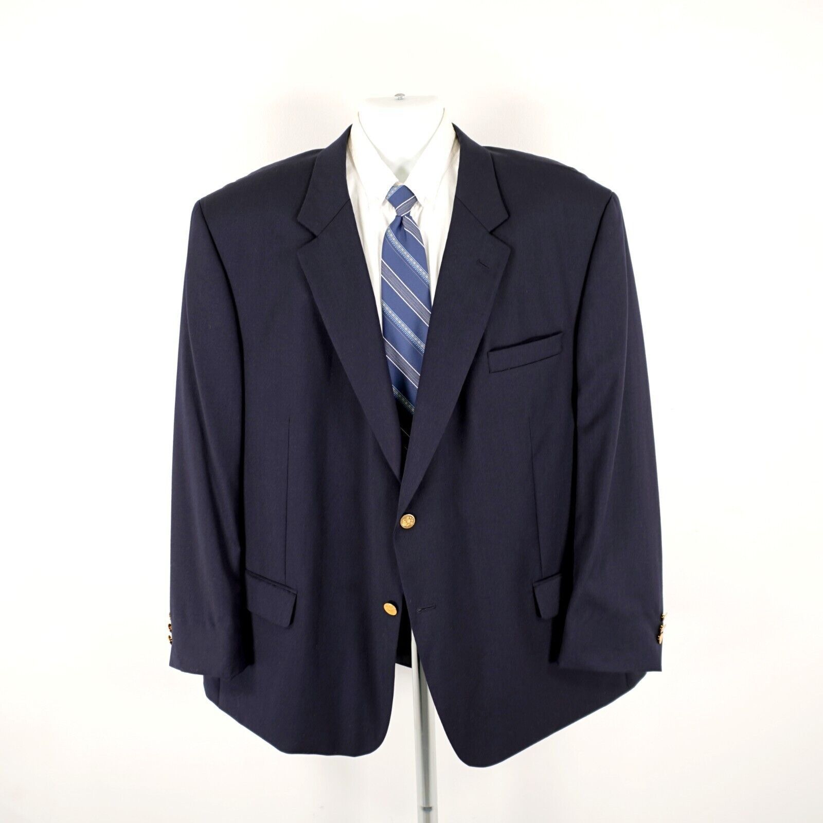 Joseph & Feiss Jospeh & Feiss International Worsted Wool Blue 2 Gold Button Size 52R - 5 Thumbnail