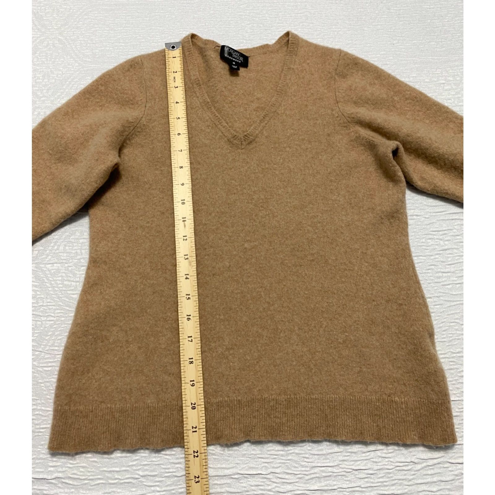 Vintage Morgan Taylor Sweater Pullover V-Neck Womens 1X Brown Cashmere Knit Long Sleeve Button Size XL / US 12-14 / IT 48-50 - 3 Thumbnail
