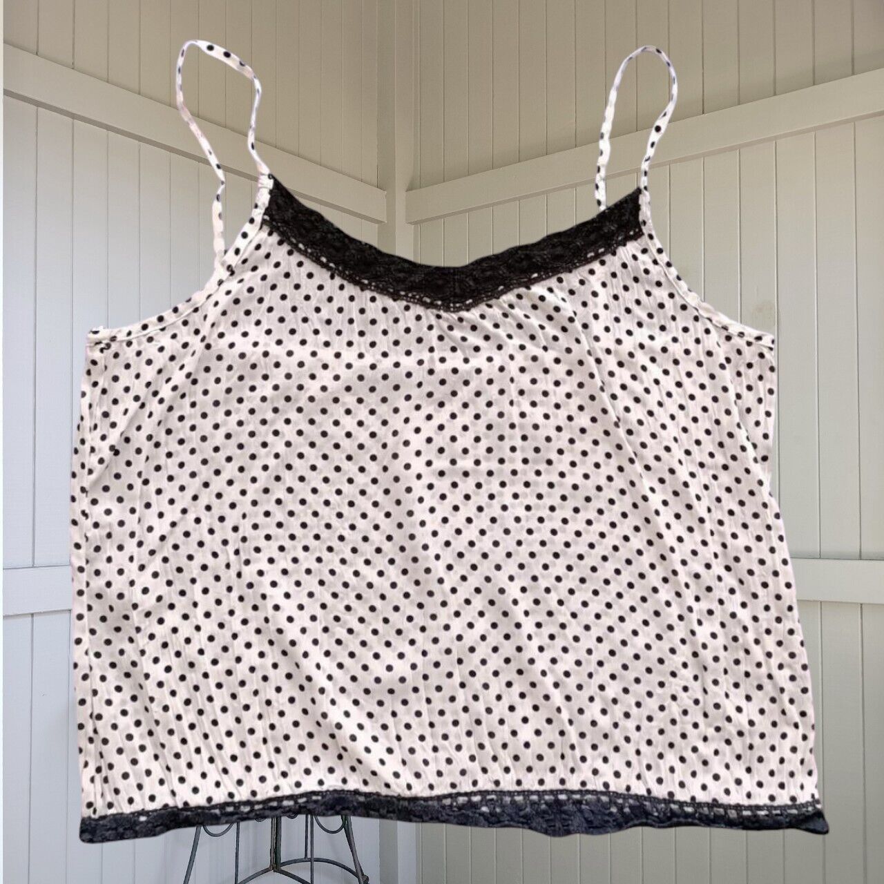 Vintage Vintage Y2K 2000s Charlie Brown Cami Top Polka Dot Crochet Size XL / US 12-14 / IT 48-50 - 1 Thumbnail